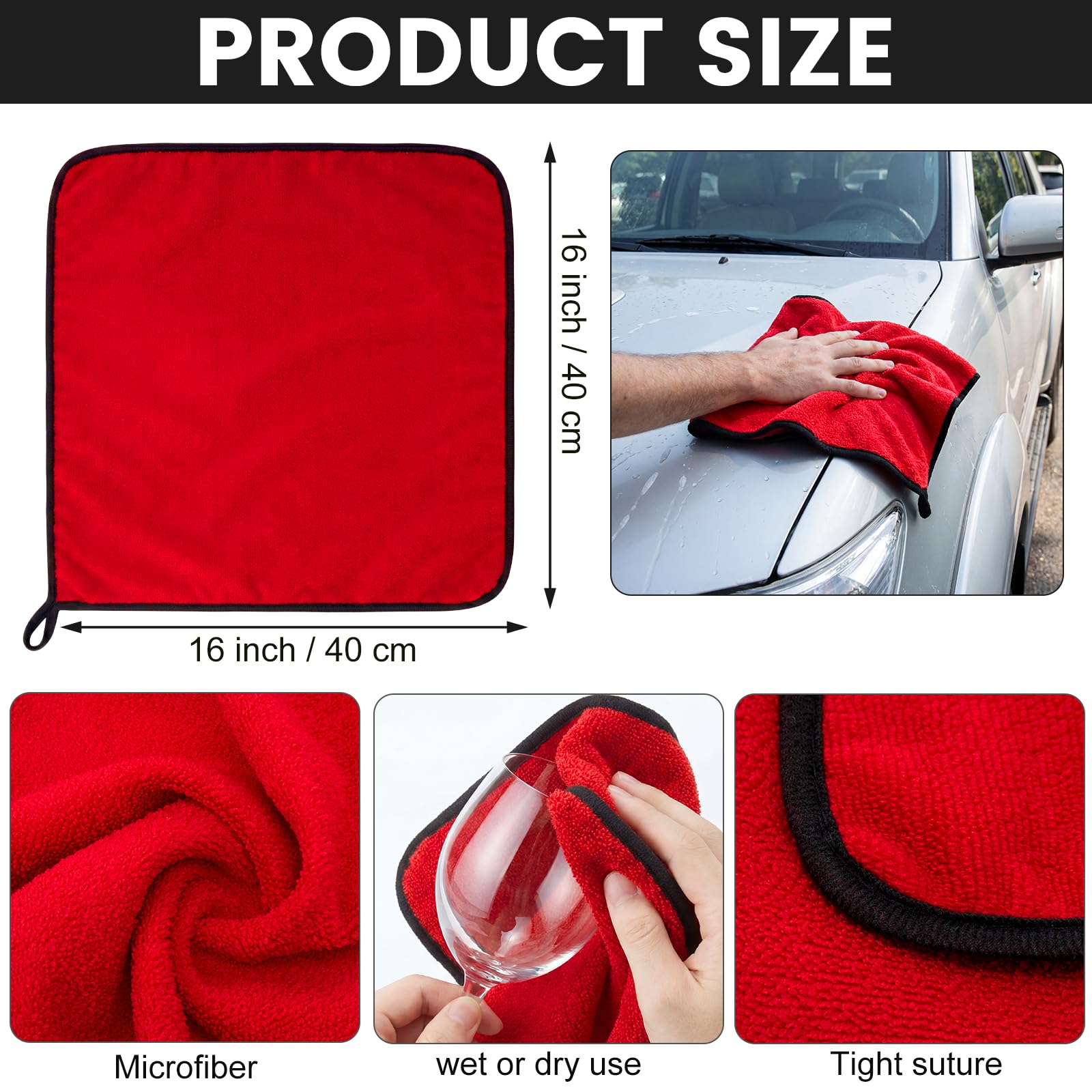 60 Pcs Red Microfiber Towels (60 Count)