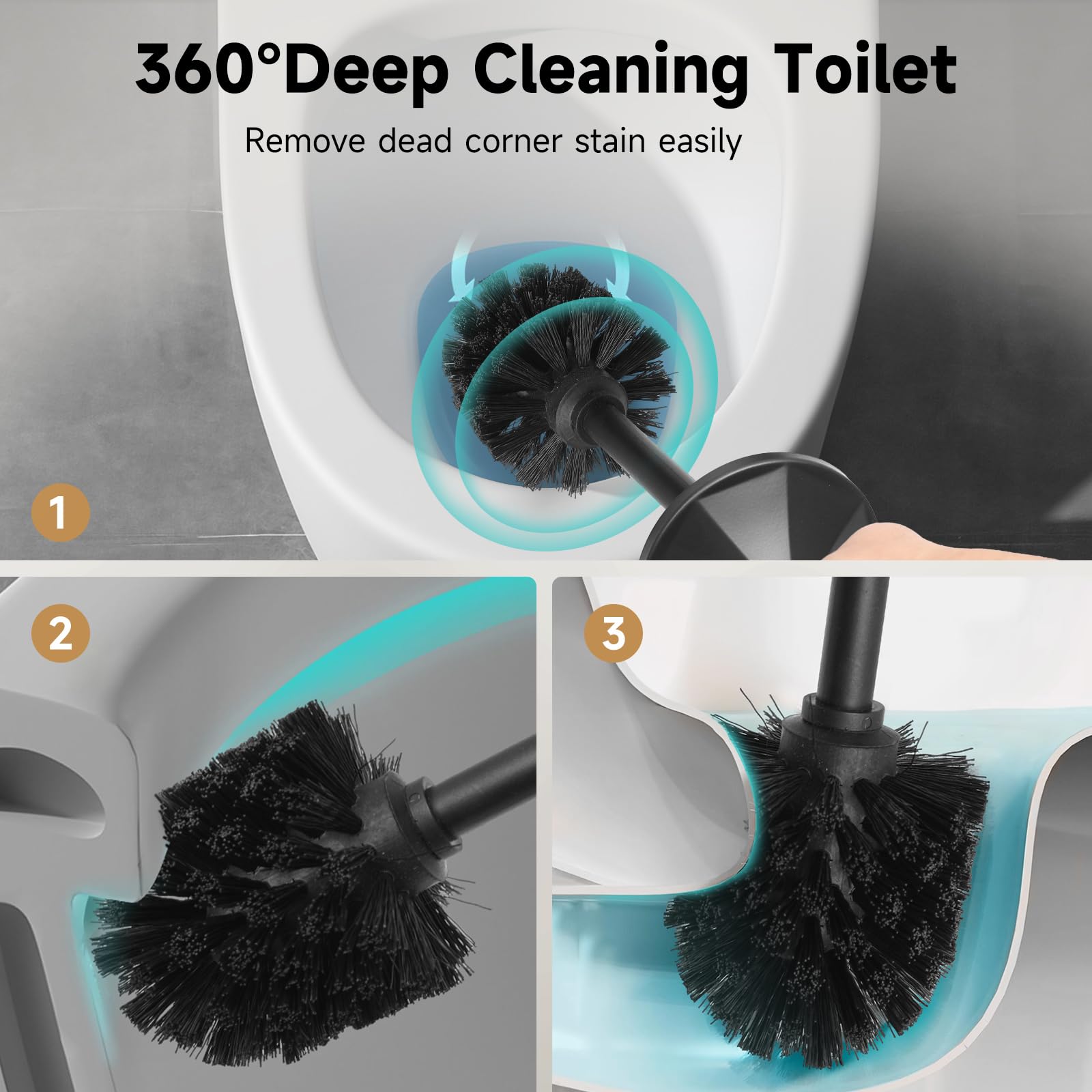 Black Toilet Brush and Holder
