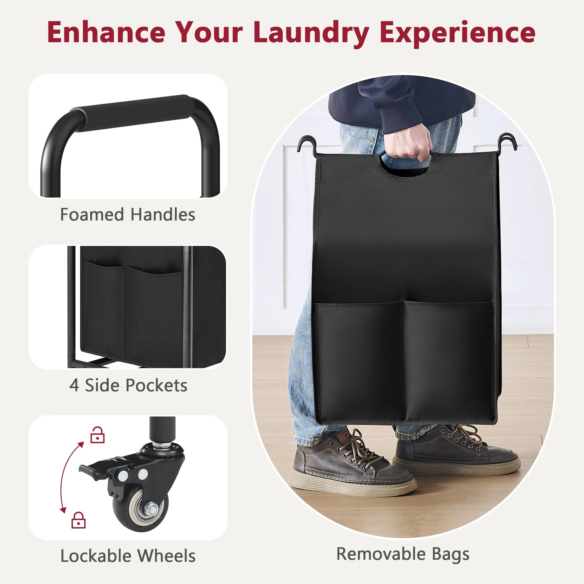 5 Bag Laundry Sorter Cart