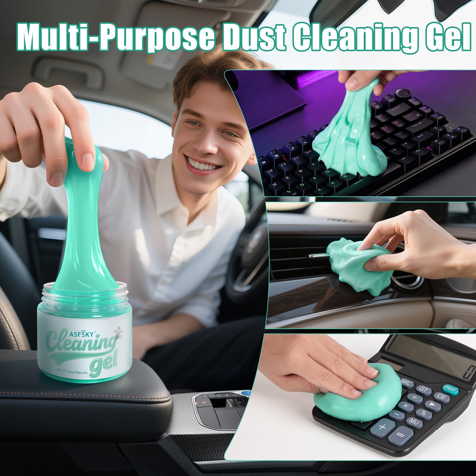 Car Cleaning Gel Universal Cleaning Putty Aromatherapy Scent 4 Pack (22.4 Fl Oz)