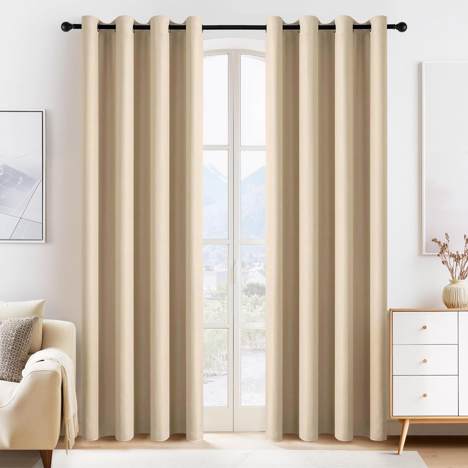 Beige Window Curtains