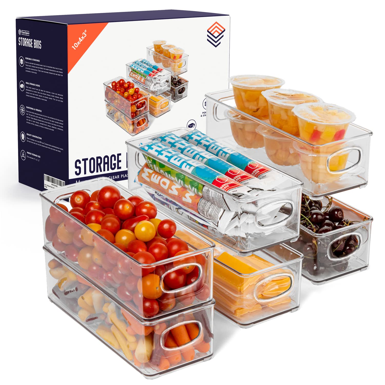 Plastic Pantry Organization and Food Storage Bin (6 Count)