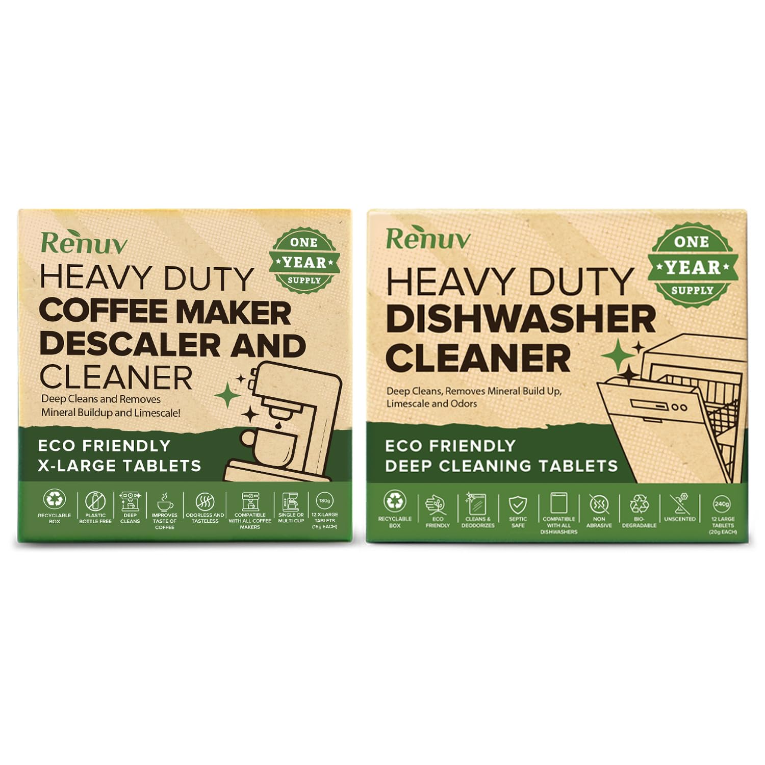 Dishwasher Cleaner + Coffee Maker Cleaner Bundle (24 Count)