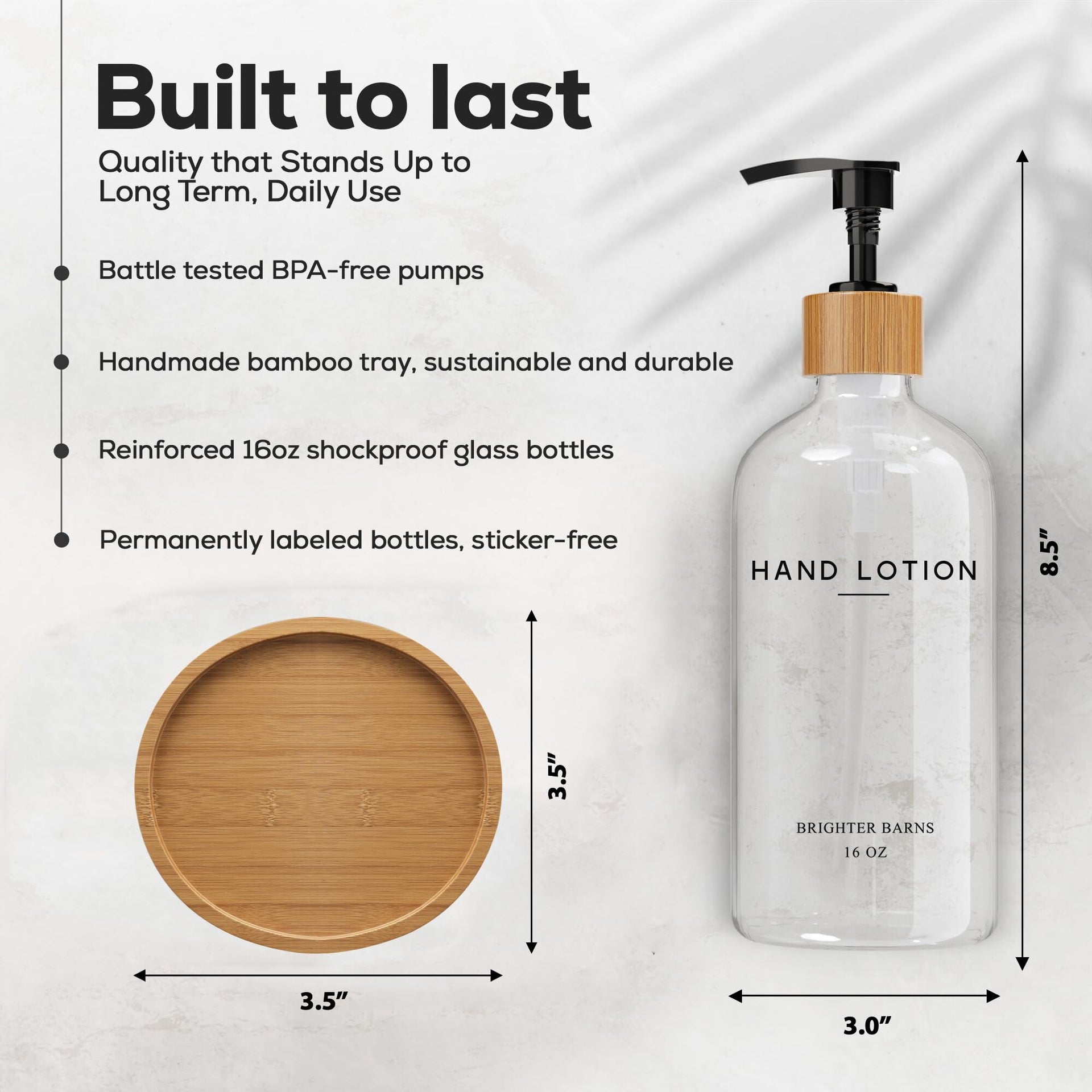 Glass Lotion Dispenser with Pump for Bathroom by Brighter Barns