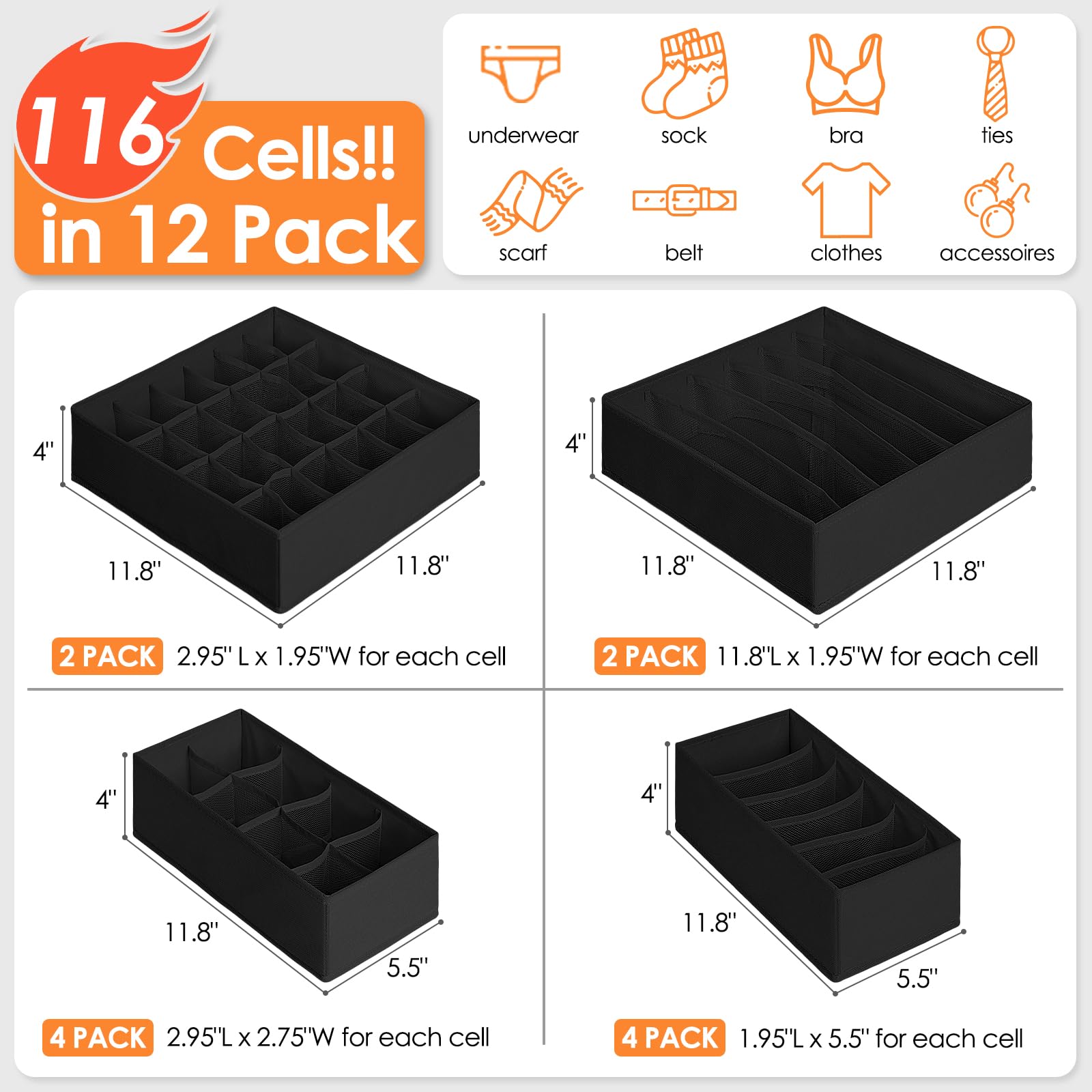 12 Pack Drawer Organizers (12 Count)