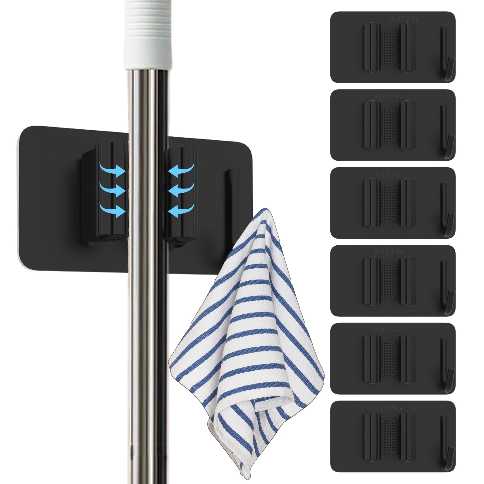 6 Pack Stainless Steel Mop and Broom Holders