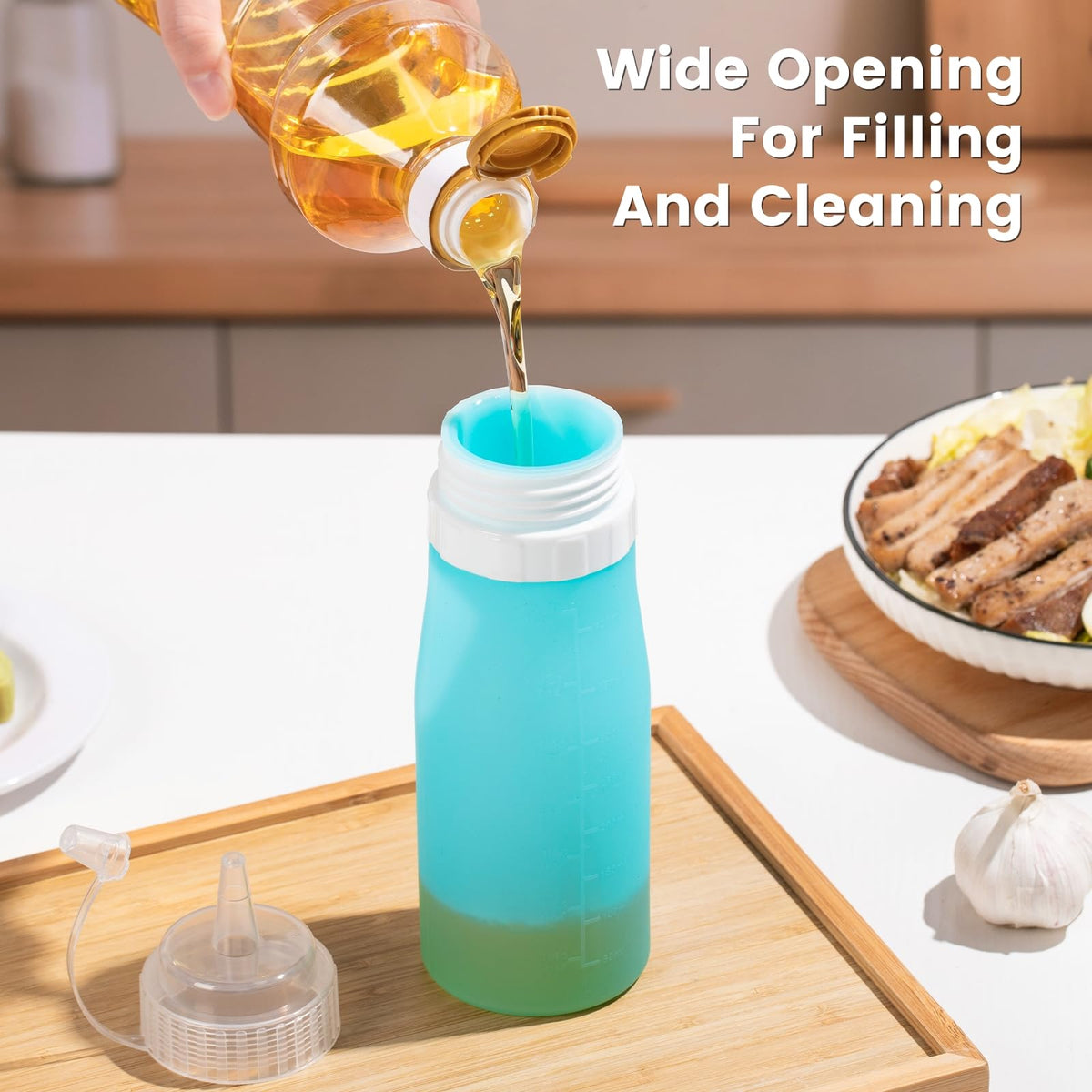 16 oz Silicone Squeeze Bottles for Sauces & Oil (4 Count)
