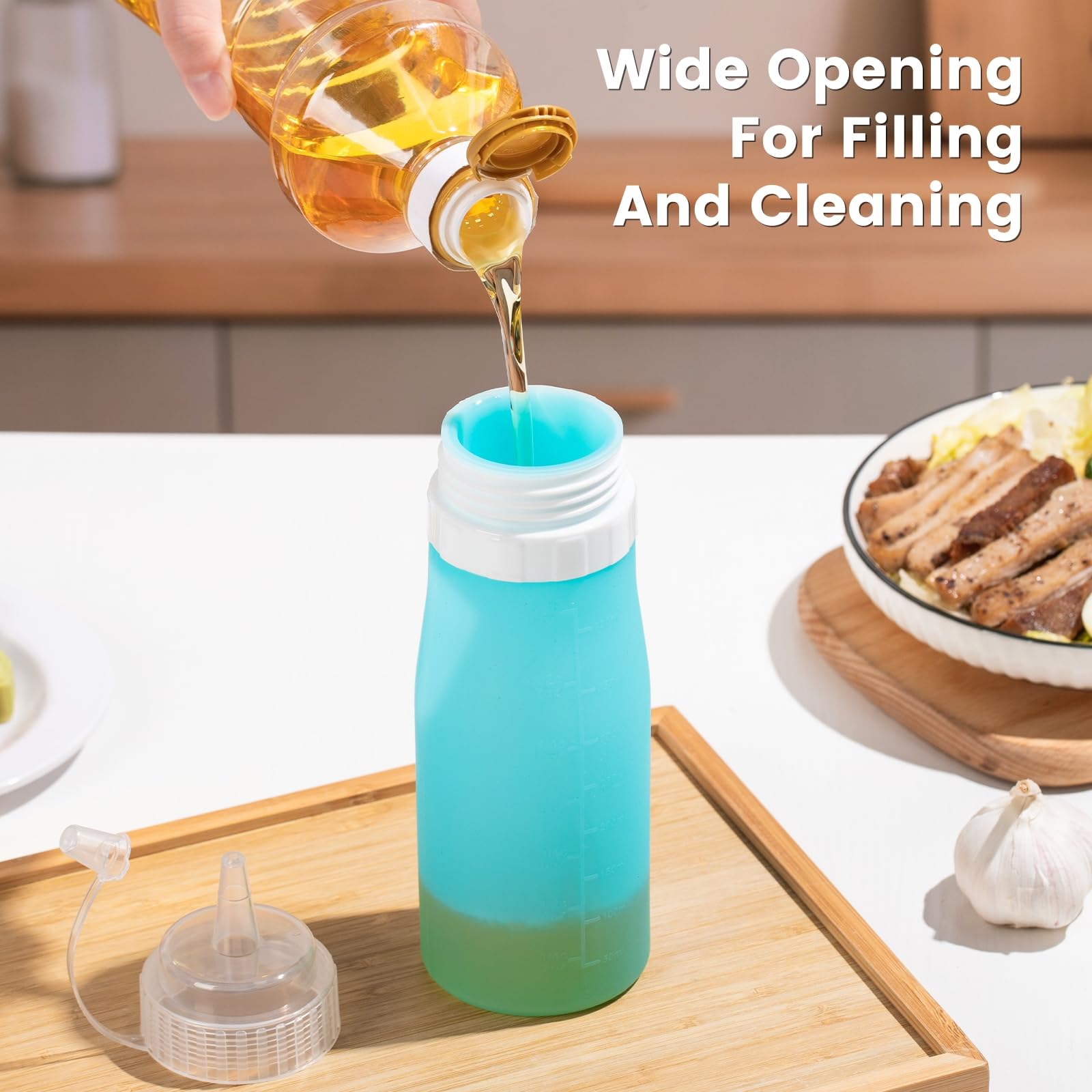 16 oz Silicone Squeeze Bottles for Sauces & Oil (4 Count)