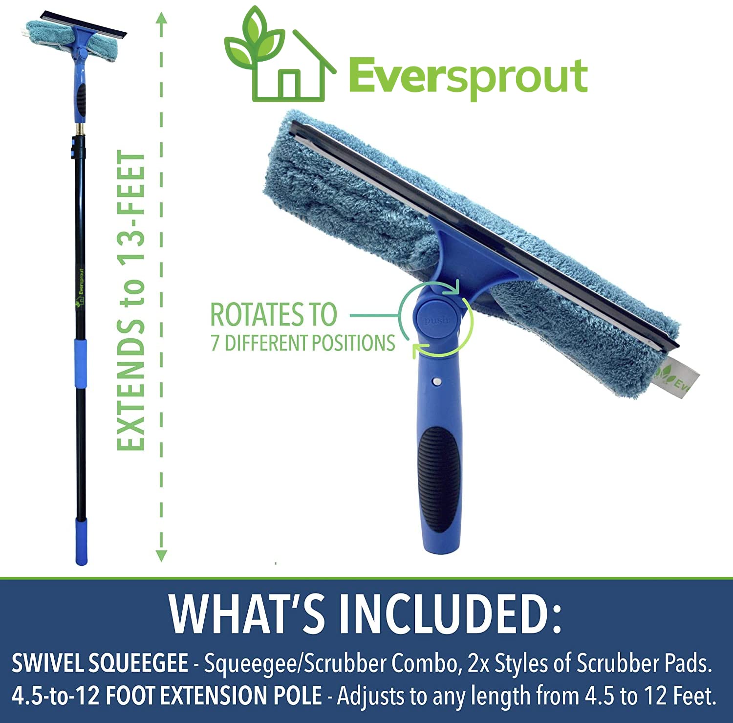 Swivel Squeegee & Microfiber Window Scrubber