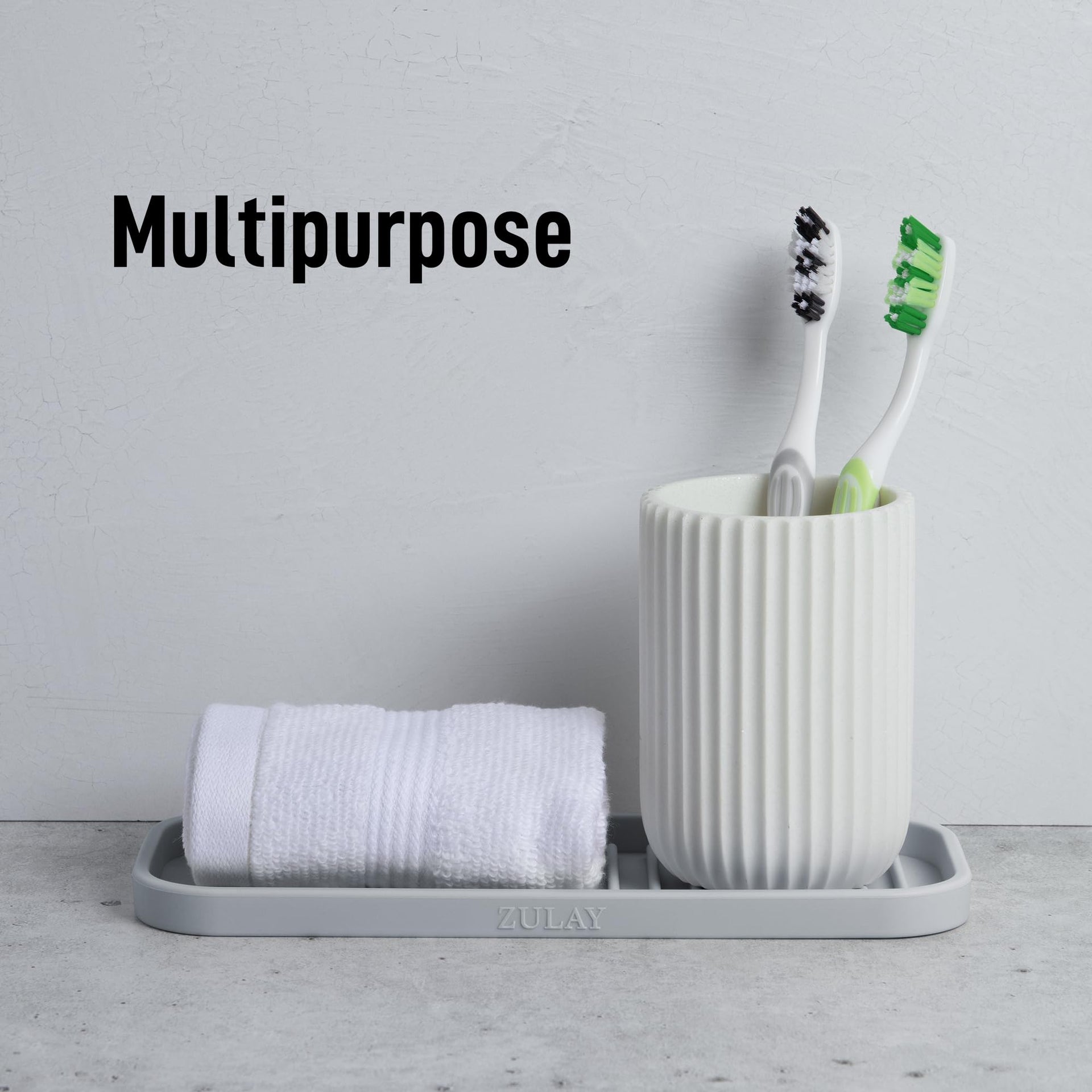 9x3.5in) Sponge Holder for Kitchen Sink - Flexible Heavy-Duty Multipurpose Sink Caddy - Counter Organizer for Kitchen, Bathroom, Makeup, Trinkets & More! (Grey)