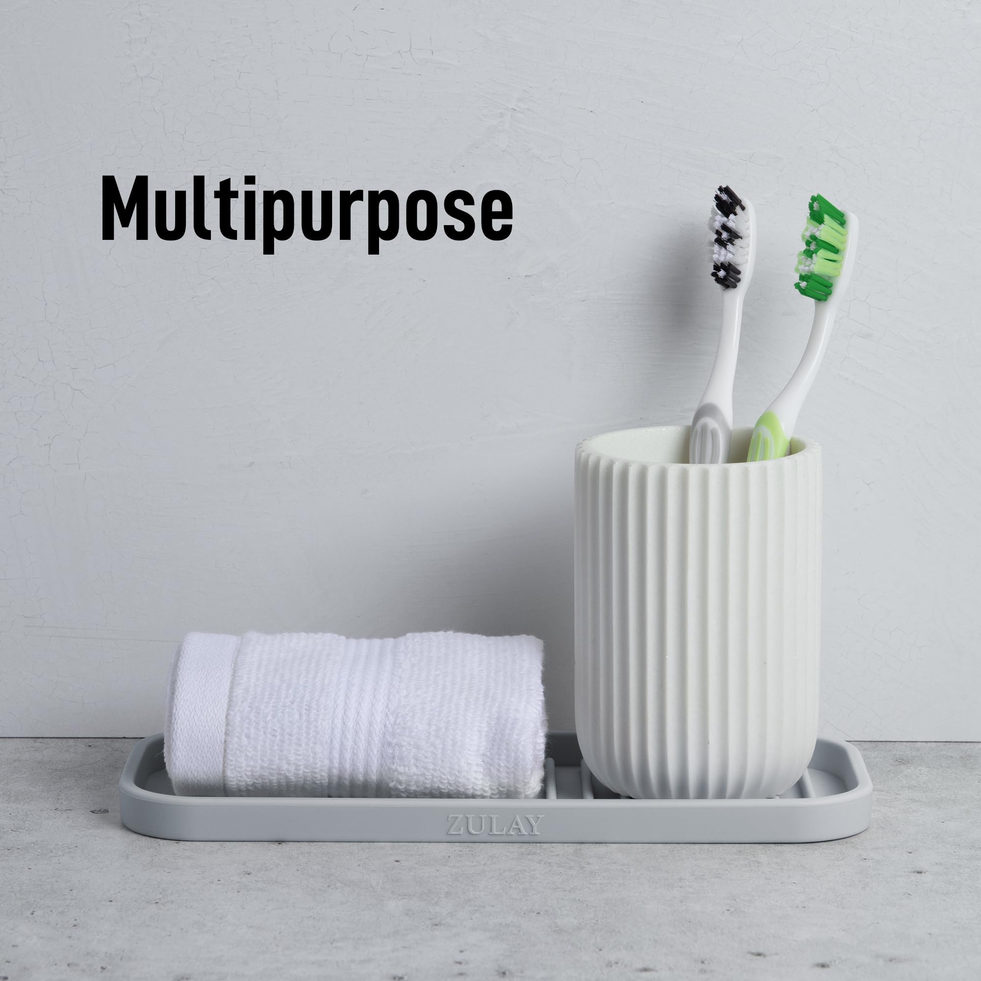 9x3.5in) Sponge Holder for Kitchen Sink - Flexible Heavy-Duty Multipurpose Sink Caddy - Counter Organizer for Kitchen, Bathroom, Makeup, Trinkets & More! (Grey)