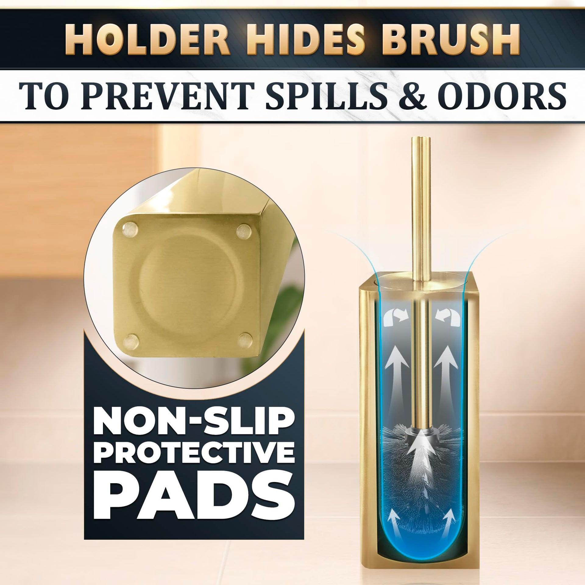 Gold Toilet Brush and Holder Set
