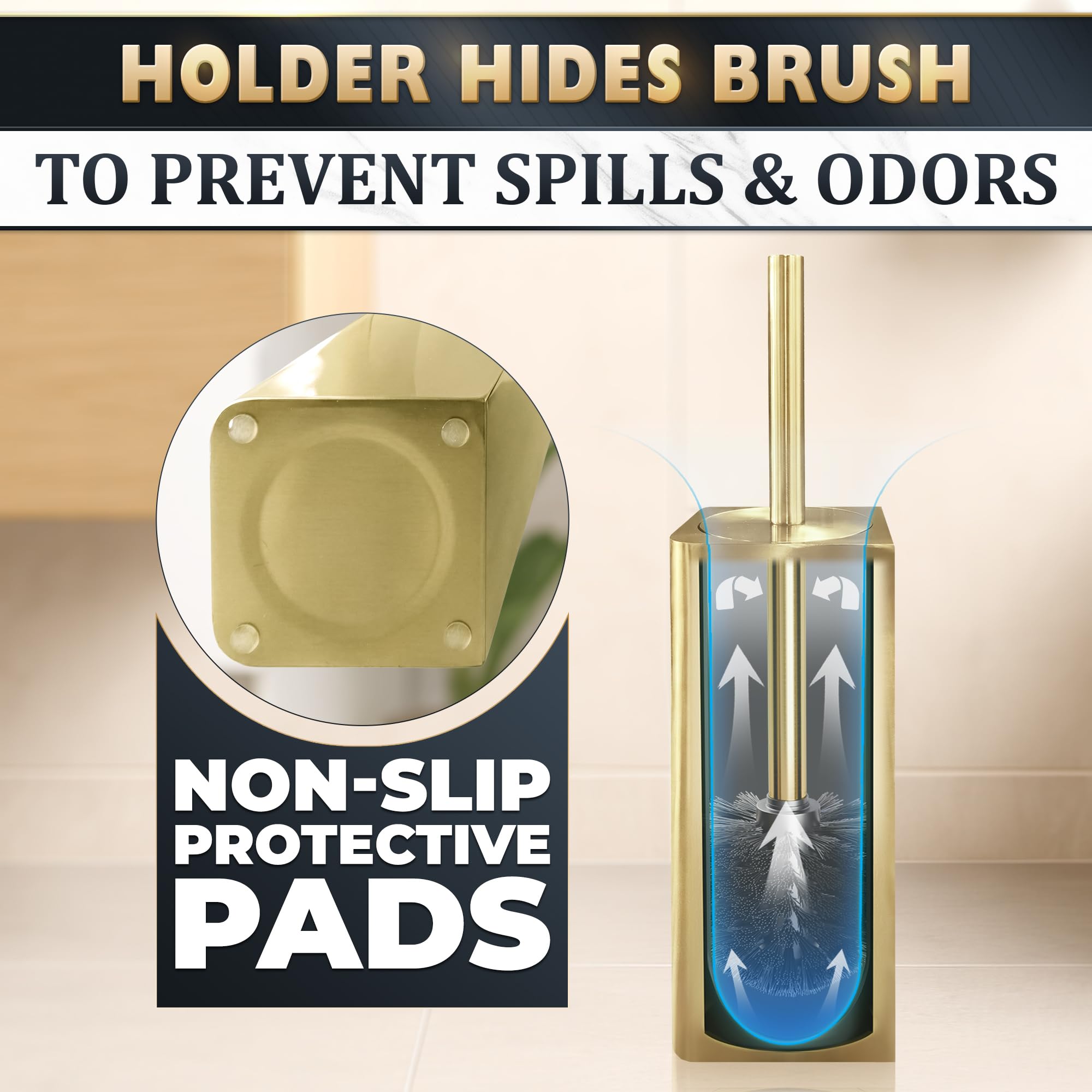 Gold Toilet Brush and Holder Set