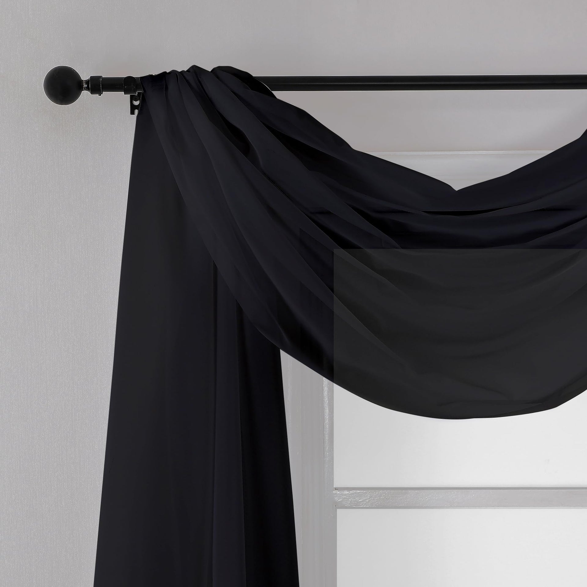 Extra Long Black Sheer Curtains 144 inch 2 Panels (2 Count)