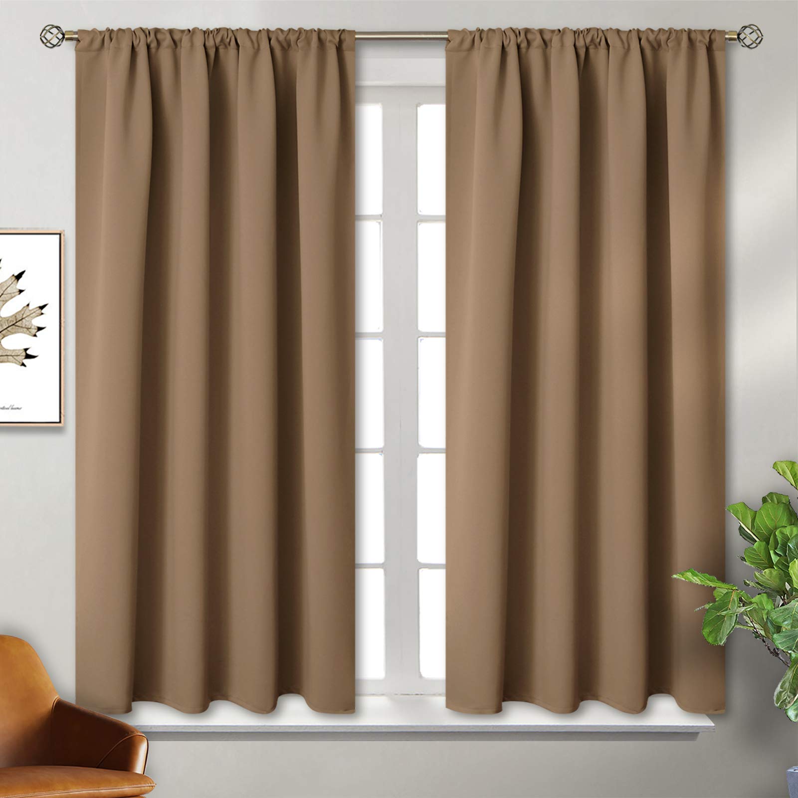 Taupe Blackout Curtains 40 Inches Length (2 Count)