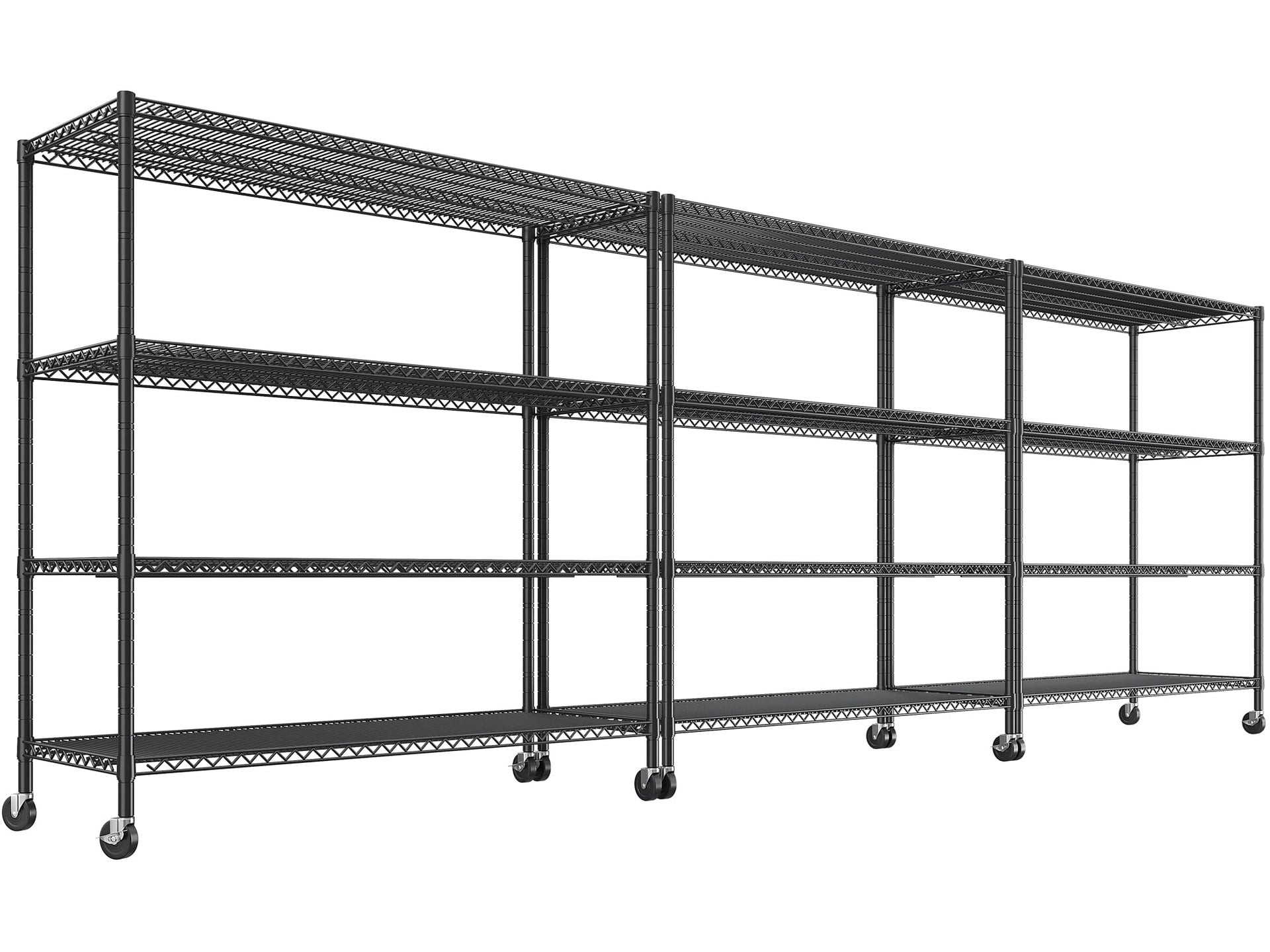 55.52''W Storage Shelves 2480LBS Wire Shelving Unit with Wheels Heavy Duty Metal Shelves for Storage Adjustable Garage Storage Rack Pantry Shelf (3 Count)
