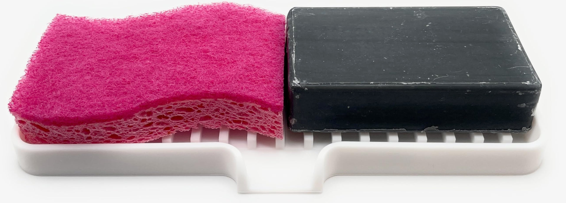 Silicone Soap Dish Tray and Sponge Holder with Drain Chute