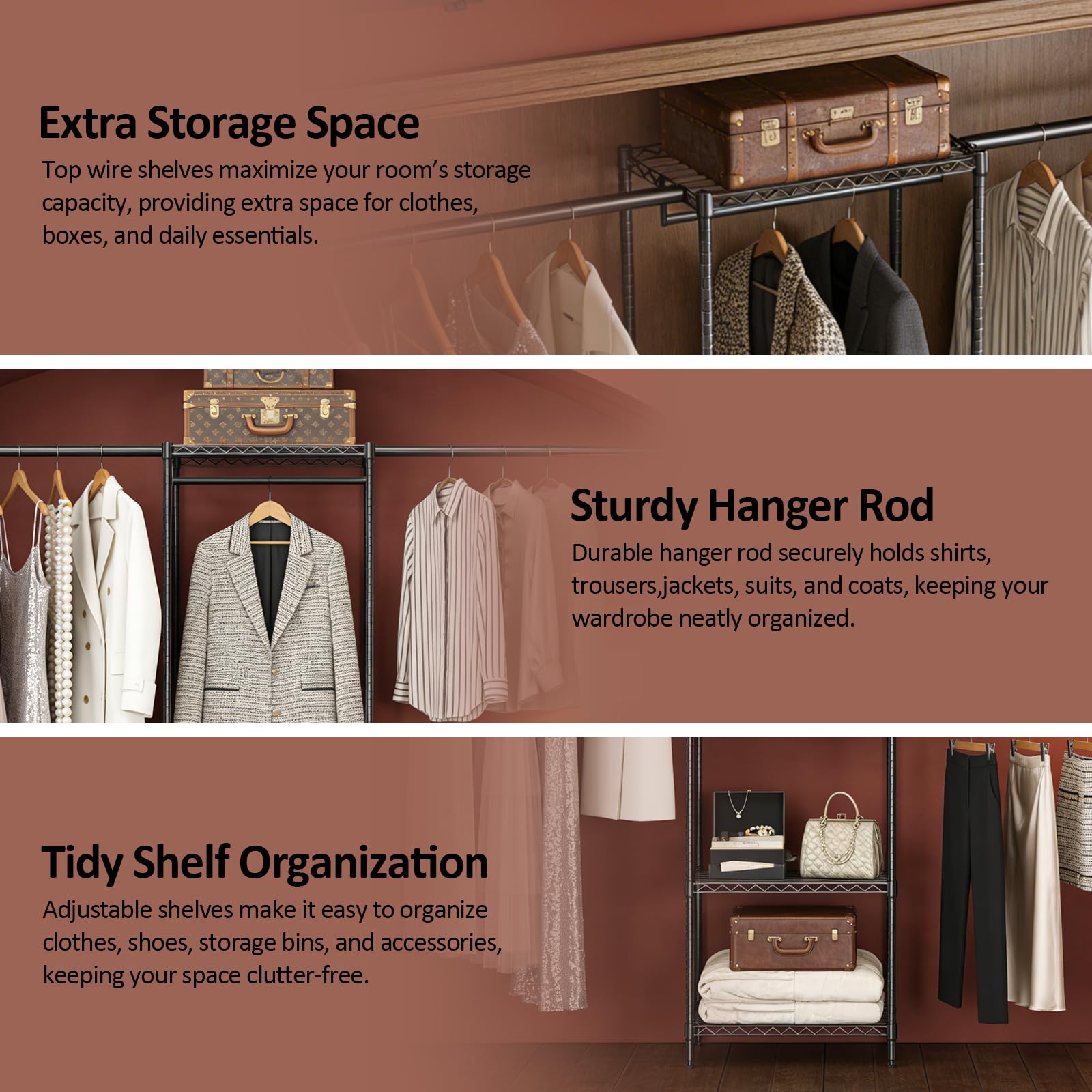 Heavy Duty Garment Rack Wire Clothes Rack for Hanging Clothes