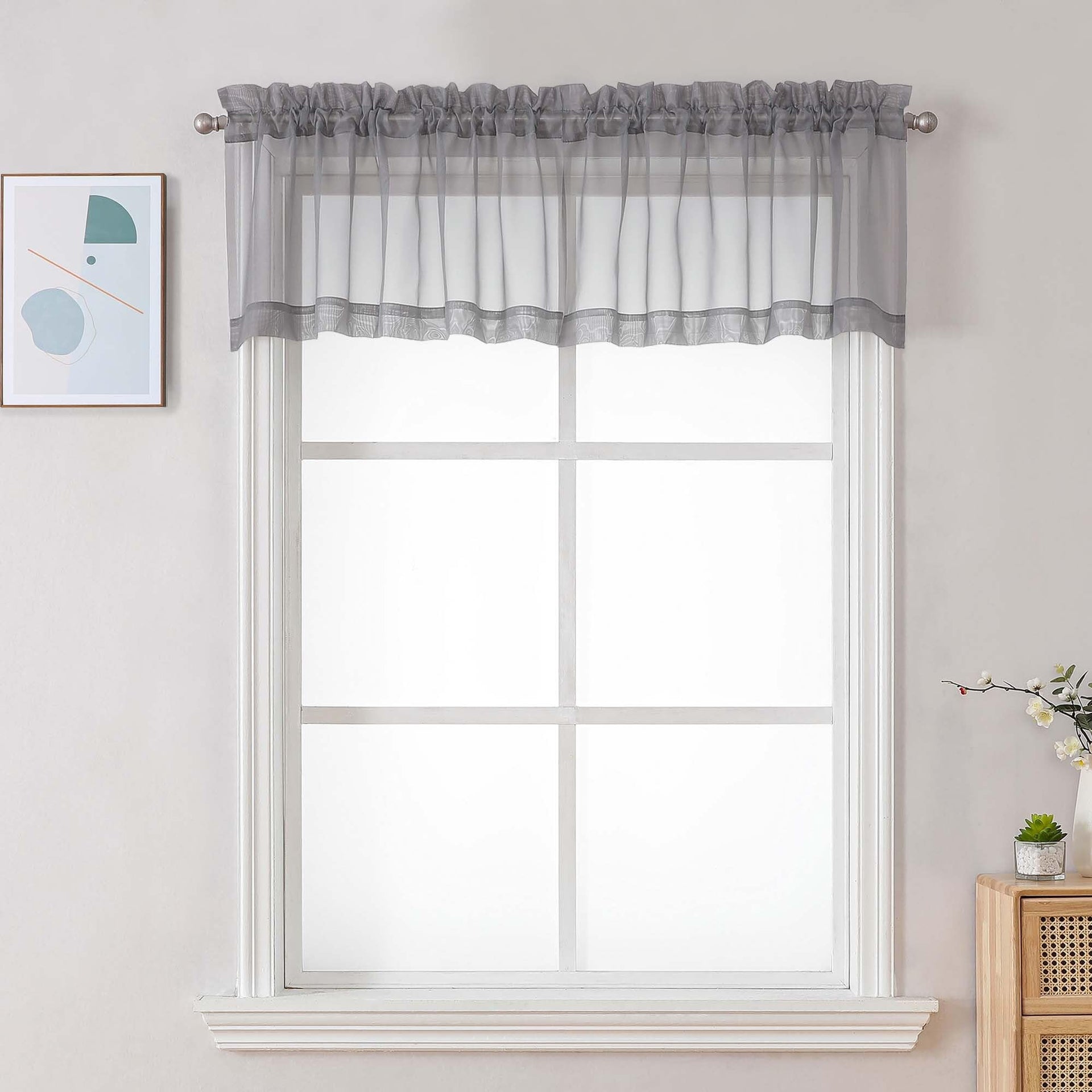 Charcoal Grey Sheer Valances for Windows (2 Count)
