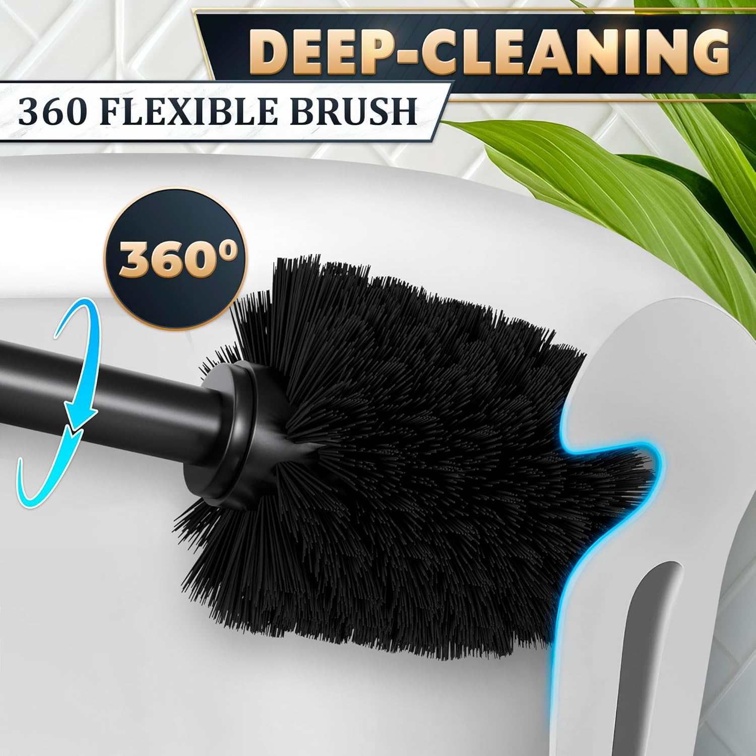 2Pcs Stainless Steel Toilet Brush and Holder Set (2 Count)