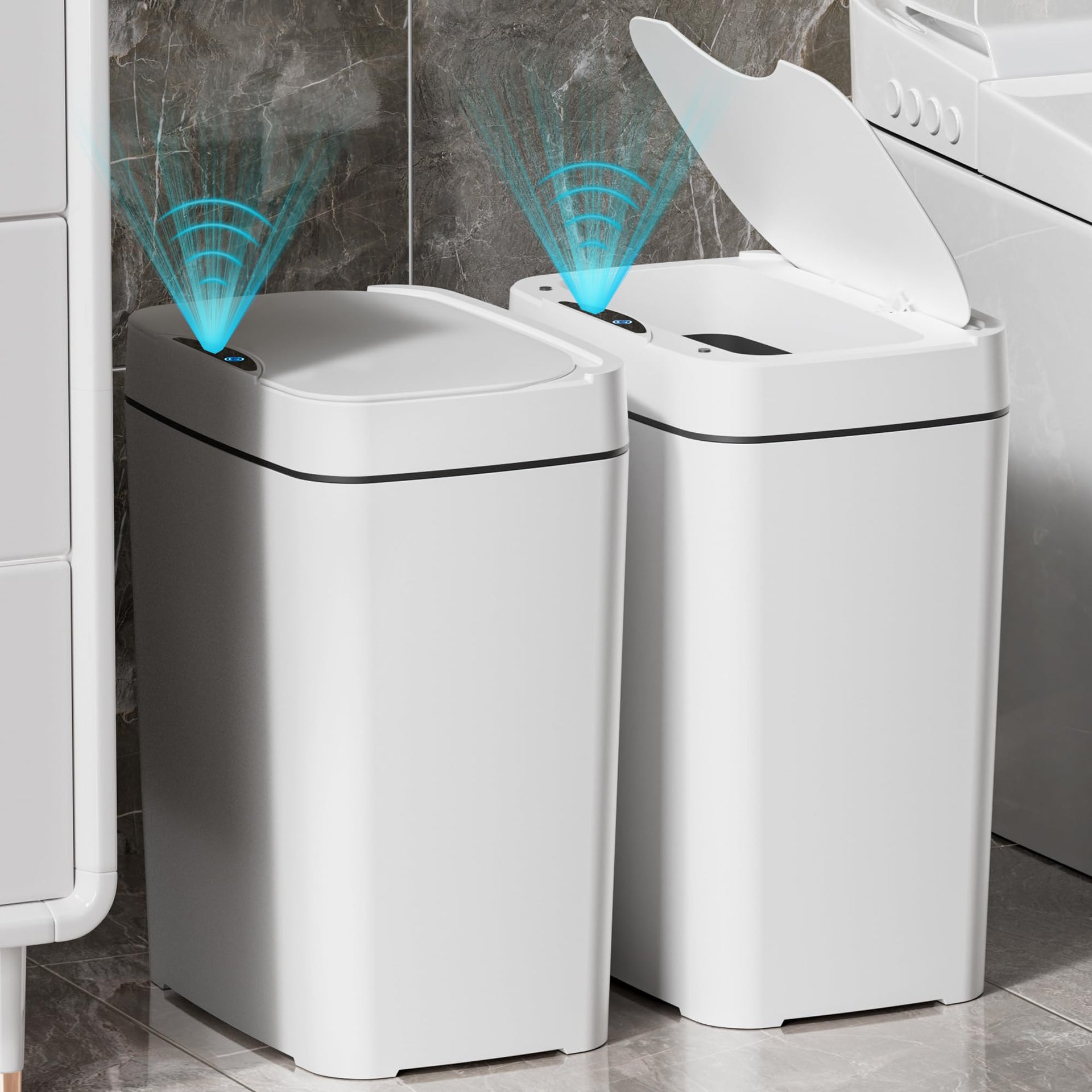 2 Pack 2.7 Gal Bathroom Trash Can with Lid (2 Count)