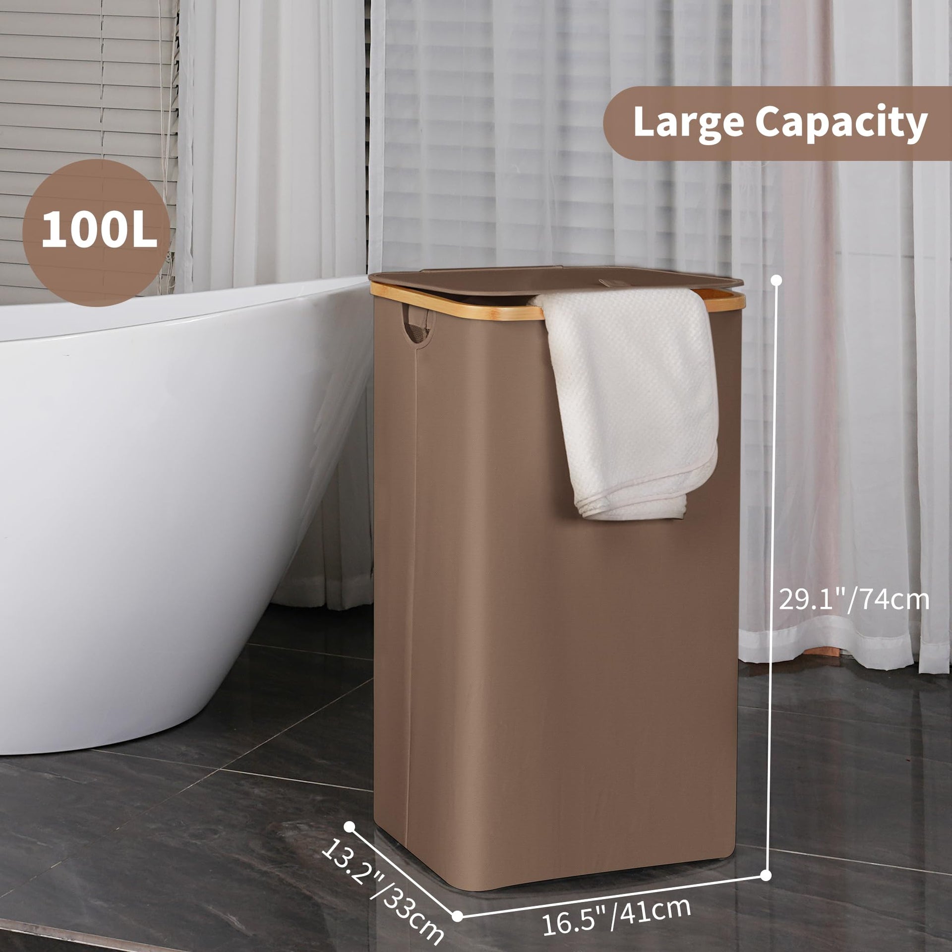 26 Gal Laundry Basket with Lid and Net Bag