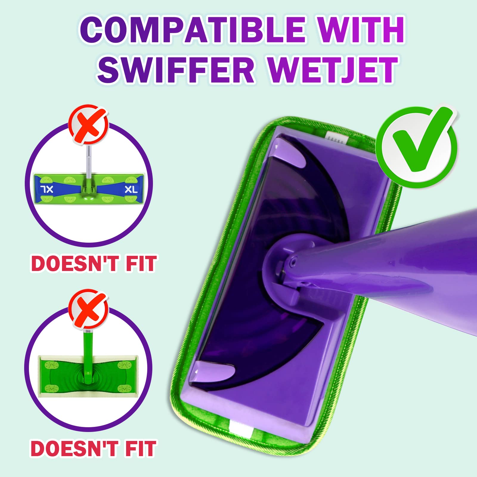 Reusable Mop Pads Compatible with Swiffer WetJet (8 Count)