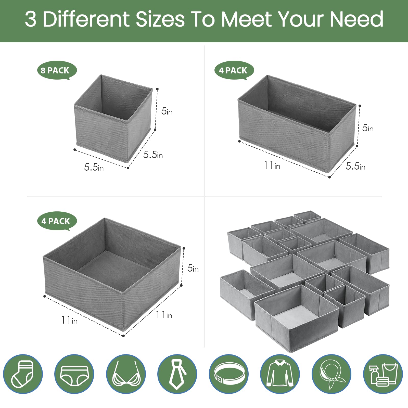 Drawer Organizer Clothes (16 Count)