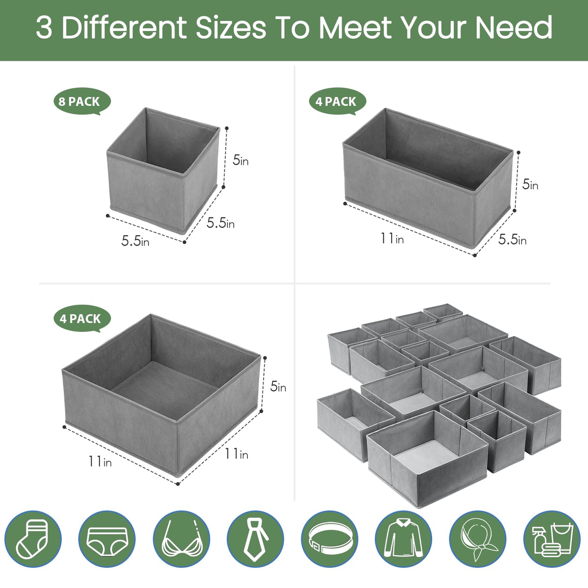 Drawer Organizer Clothes (16 Count)