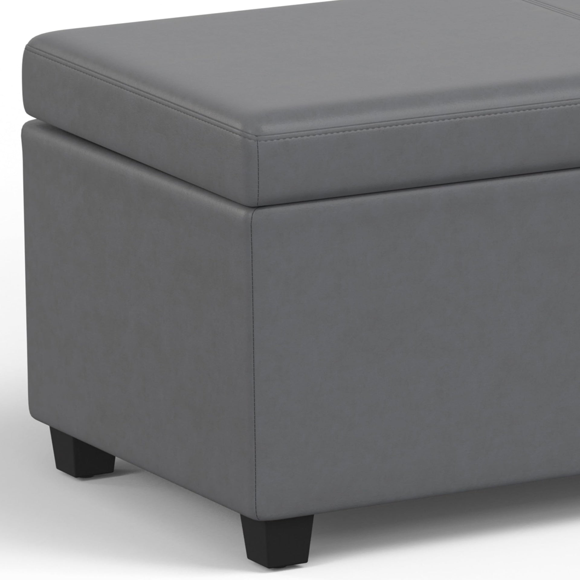 Avalon 54" Wide Vegan Leather Storage Ottoman in Stone Grey