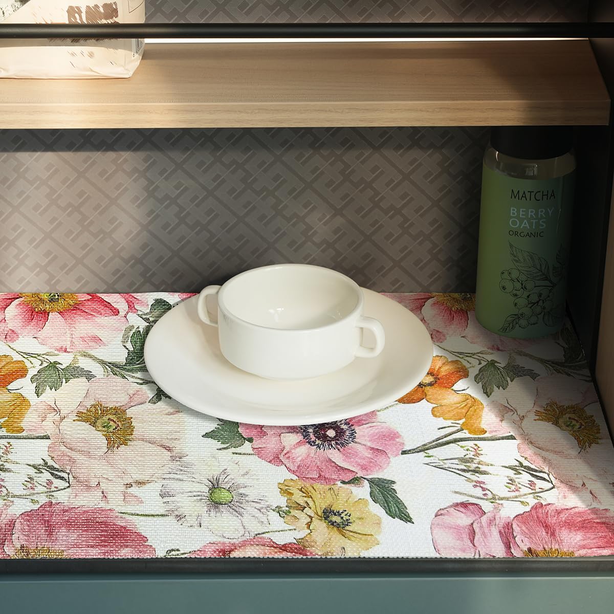 Floral Shelf Liner Pink Cabinet Liners for Shelves 12In x 10FT (1390.68 sq inches)