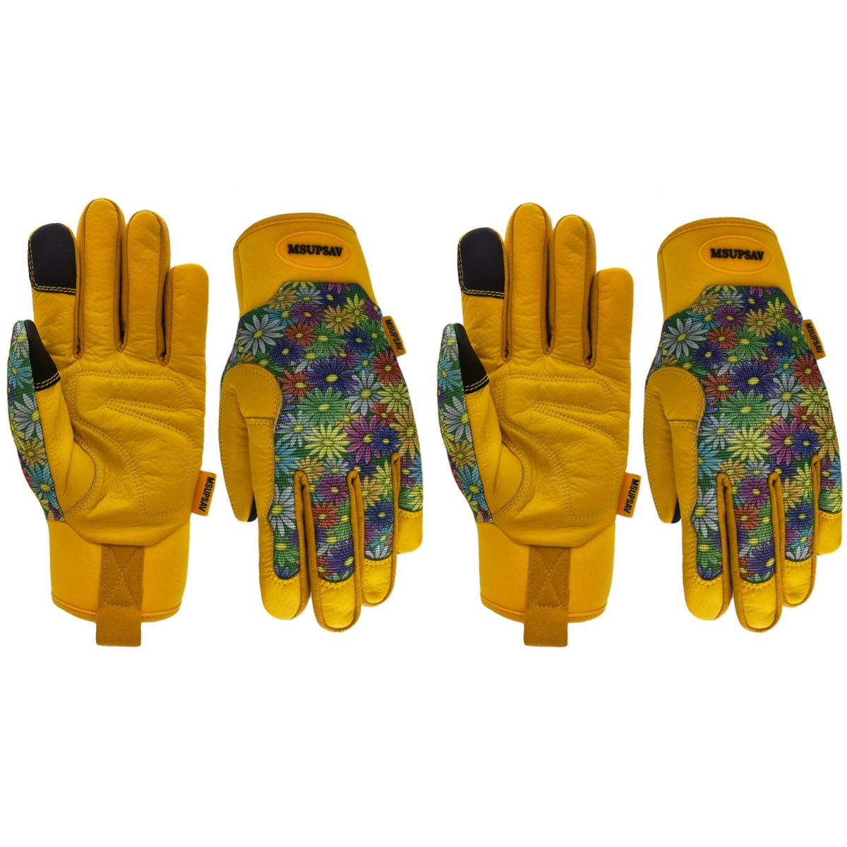 2 Pairs Leather Palm Garden Gloves