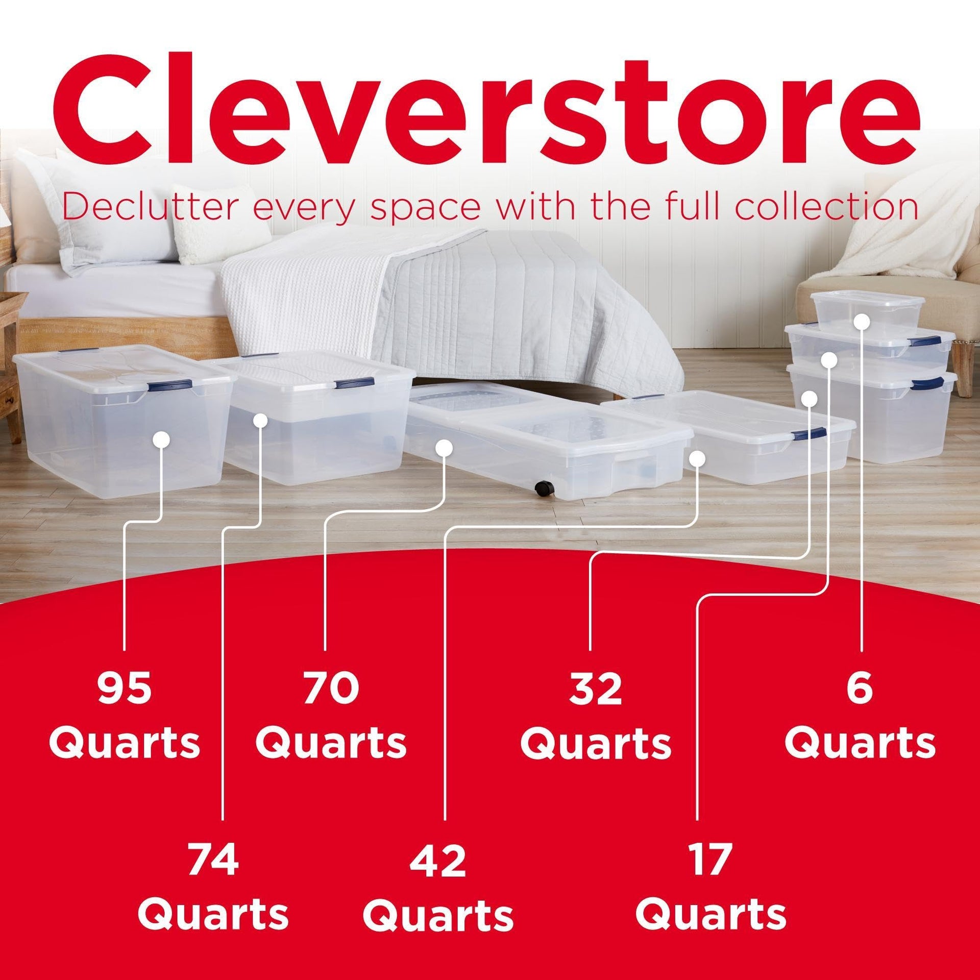 Cleverstore 95 Qt Clear Storage Bins with Lids (4 Count)