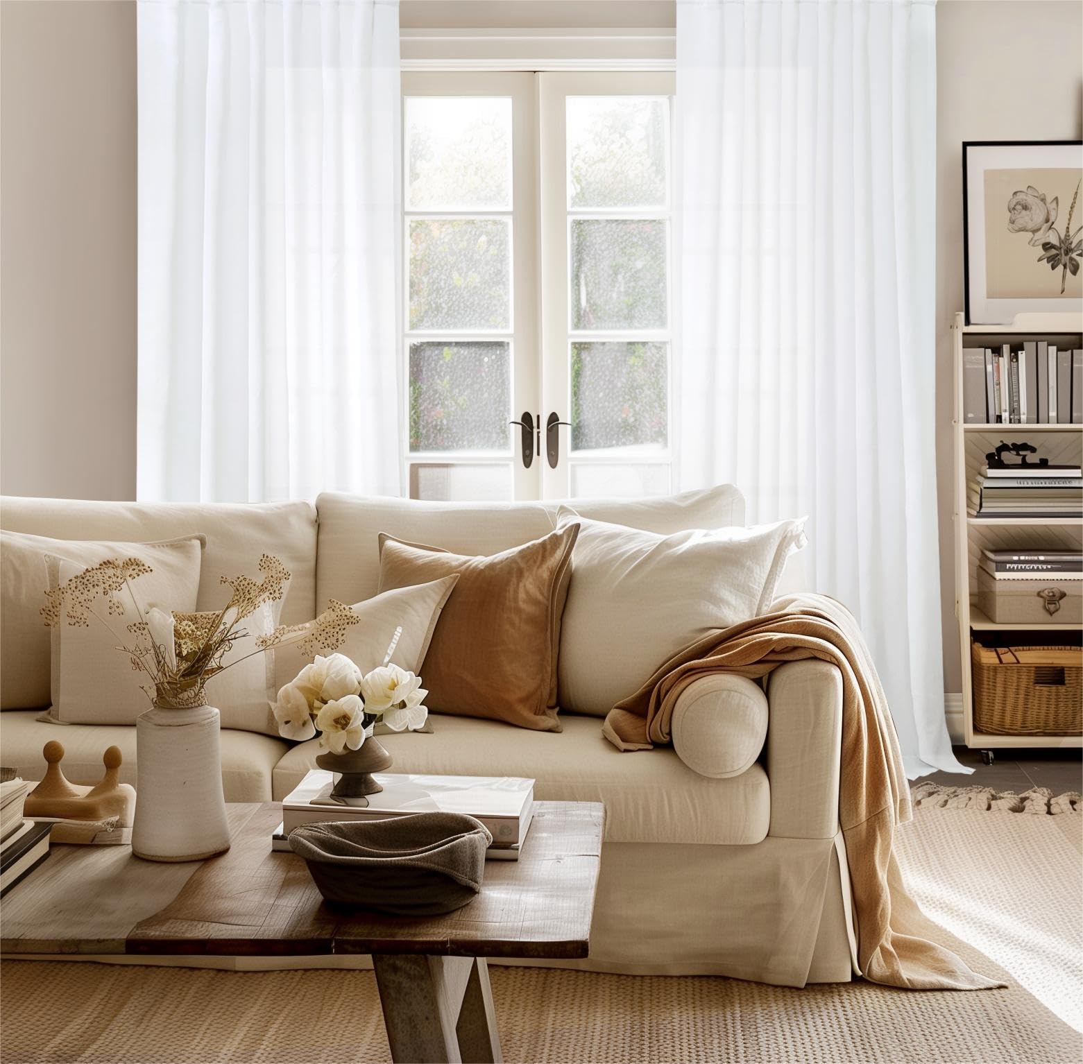 Extra Long White Curtains 108 Inch Length (2 Count)