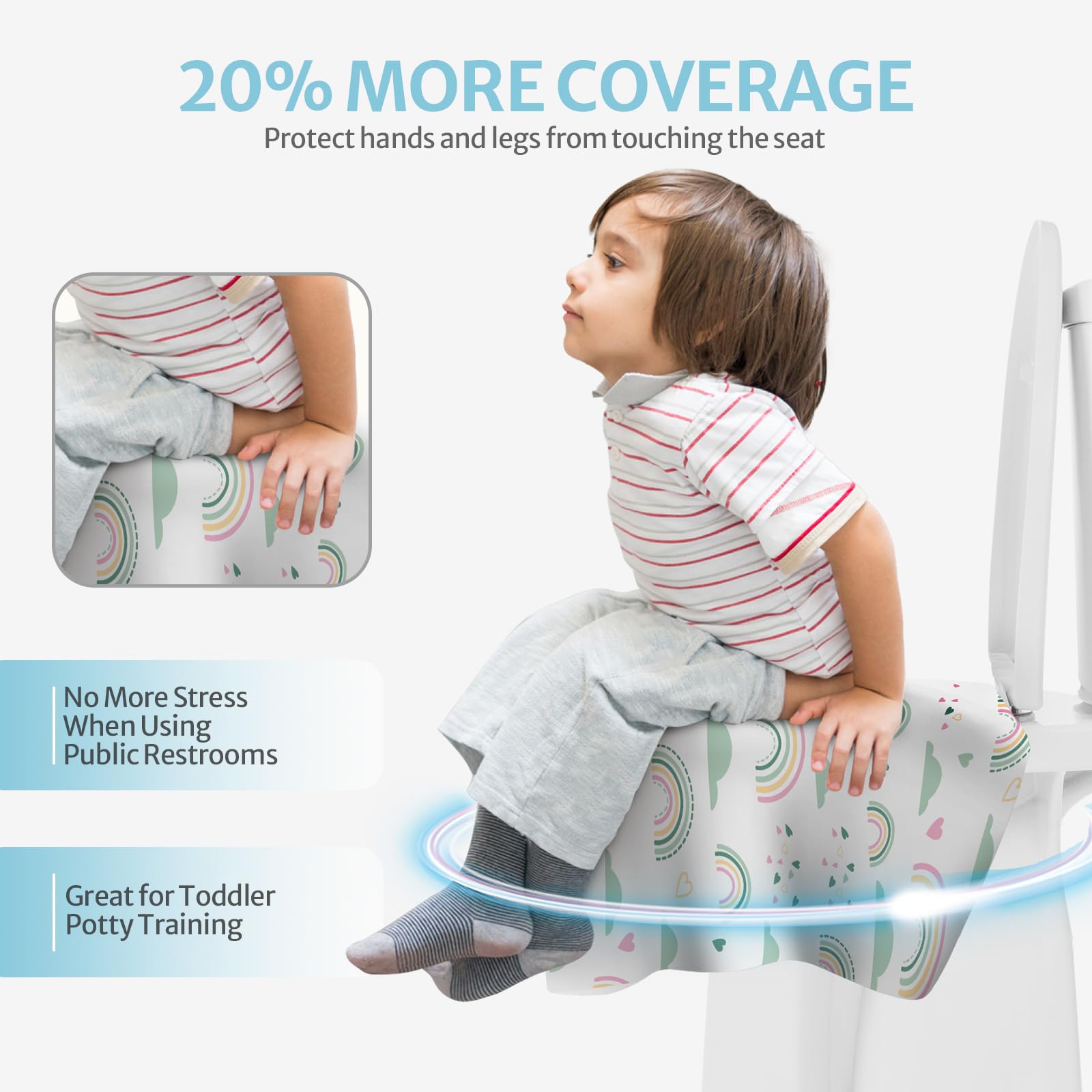 20 Pcs Toilet Seat Covers Disposable for Toddlers & Adults (20 Count)