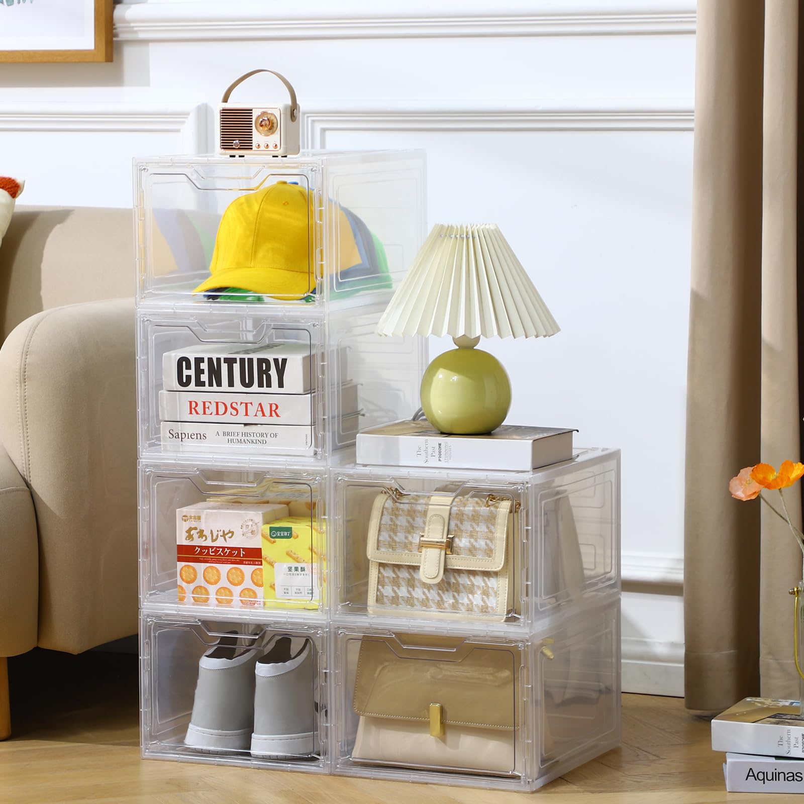 6 Pack Clear Storage Bins with Lids (6 Count)