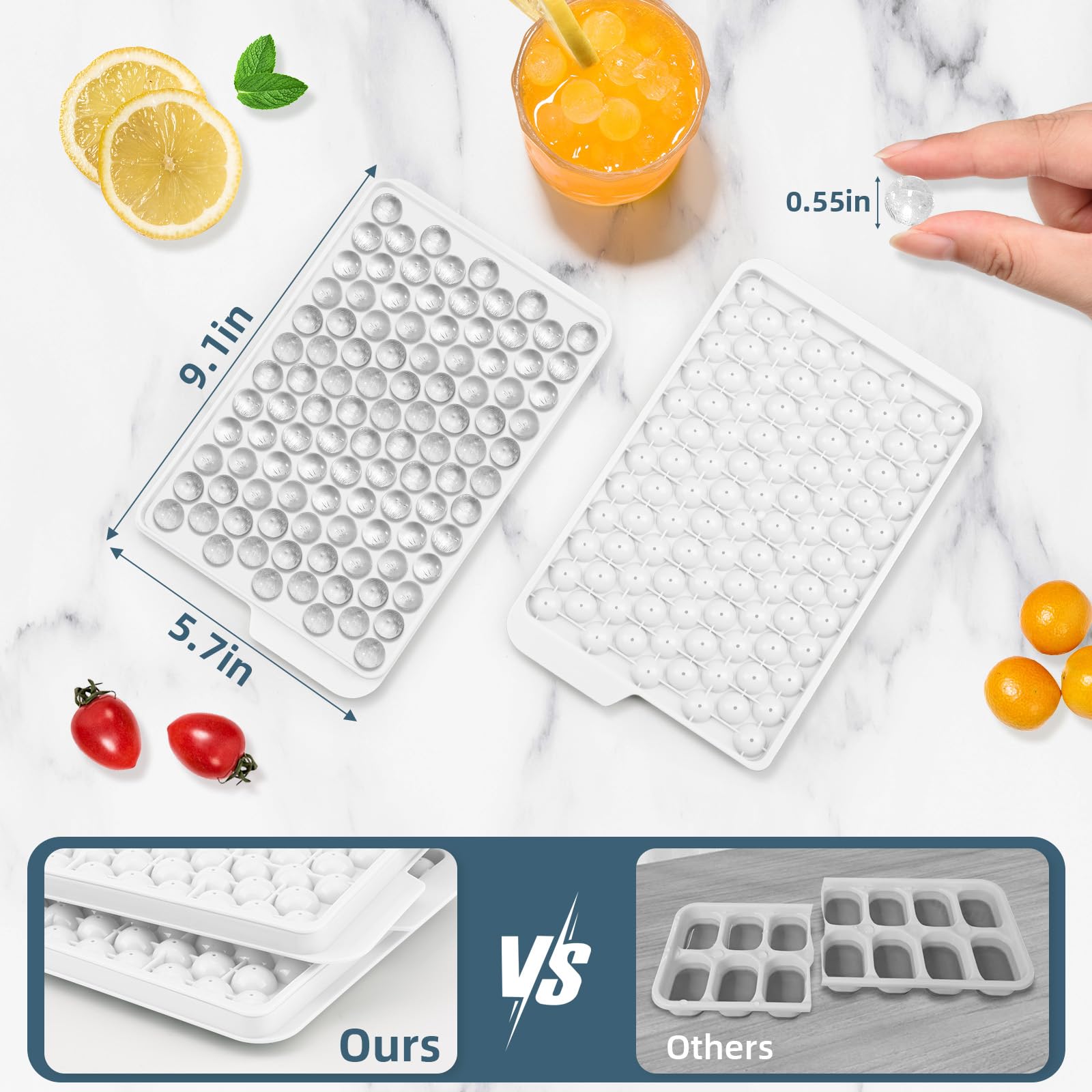 Mini Ice Cube Trays for Freezer with Lid (4 Count)