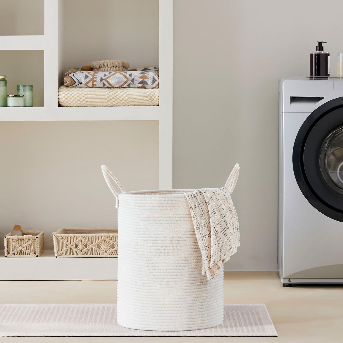 53L Tall Woven Laundry Basket Hamper