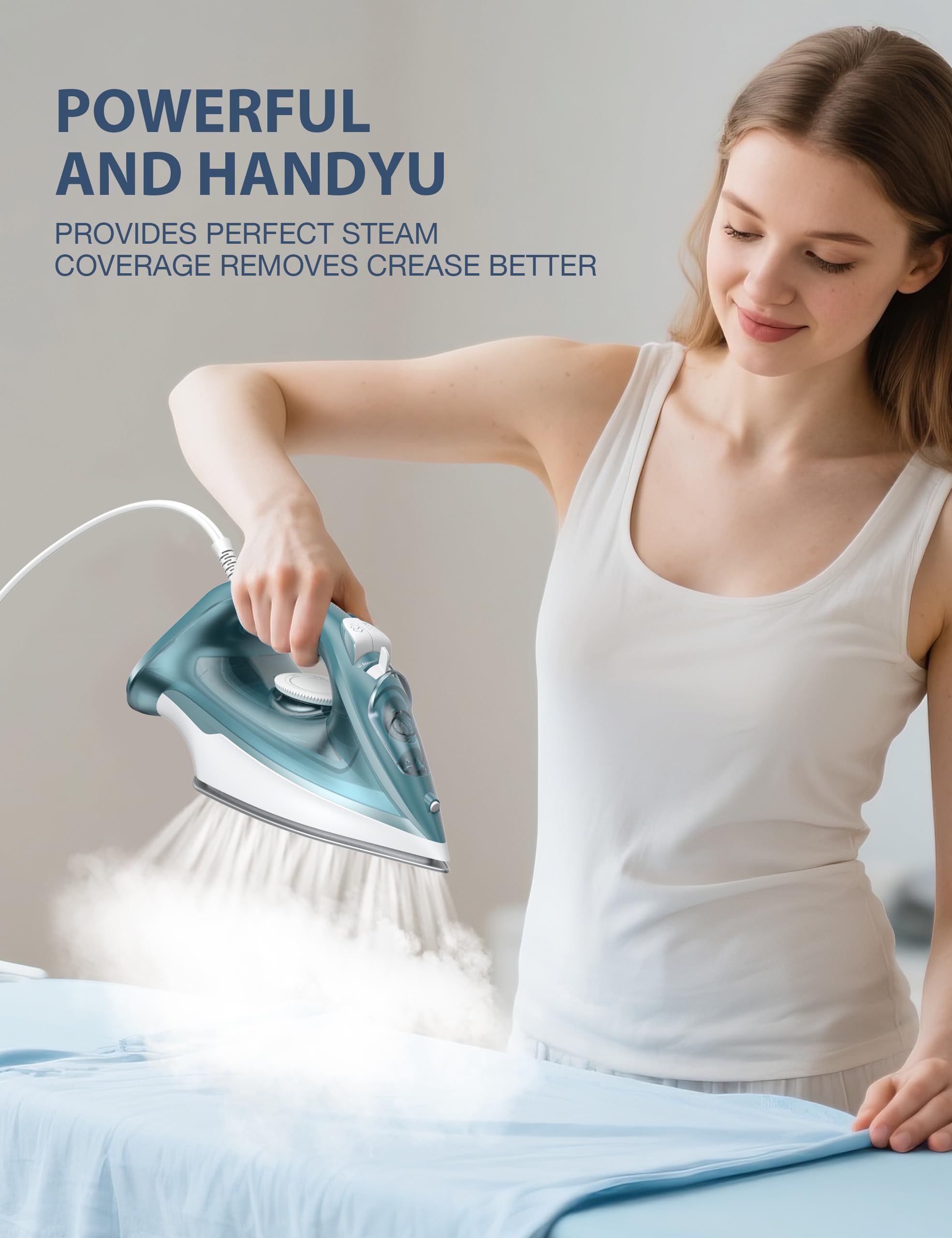 1500W Steam Iron with Ceramic Soleplate & Auto