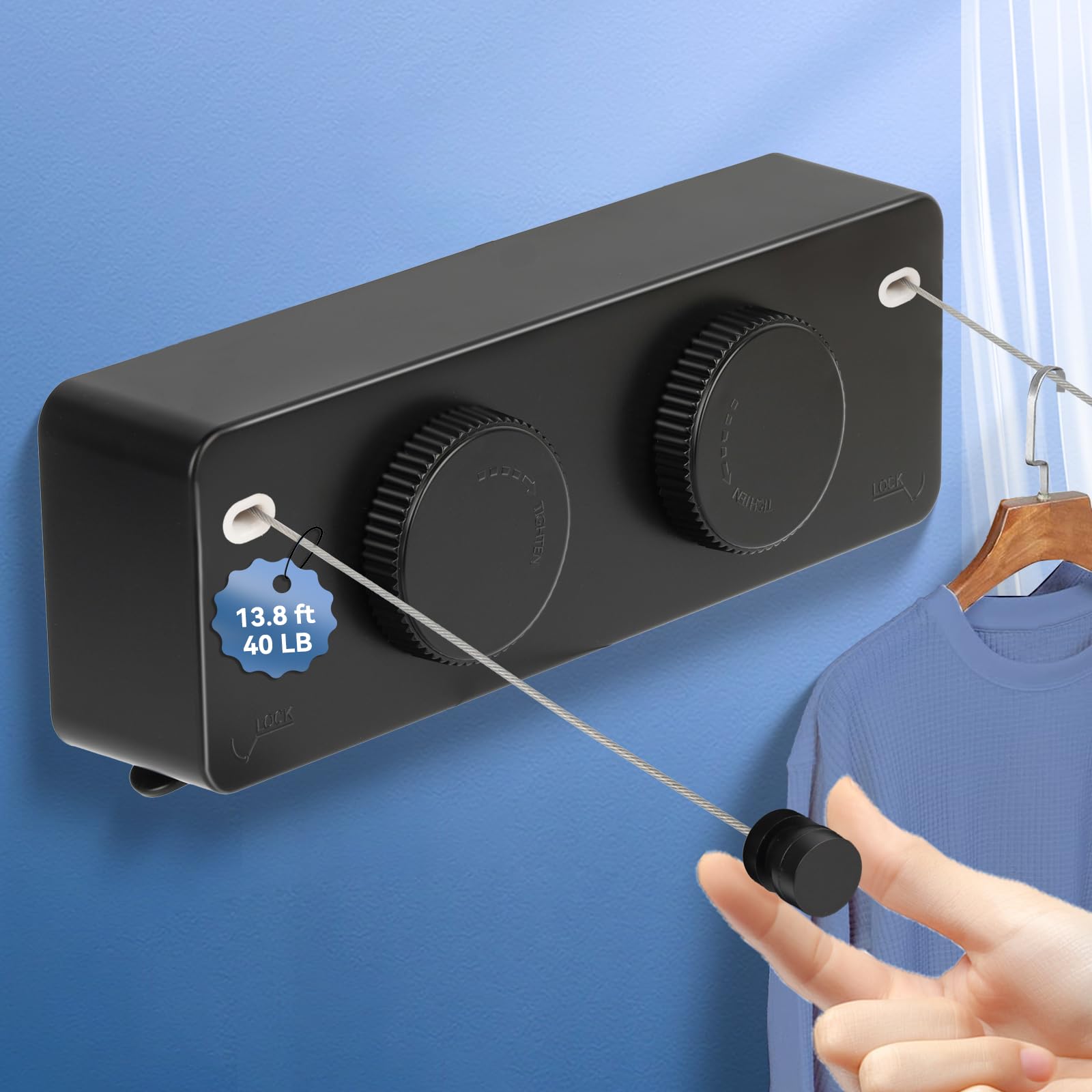Retractable Clothesline Indoor Outside Heavy (13.8 Foot)