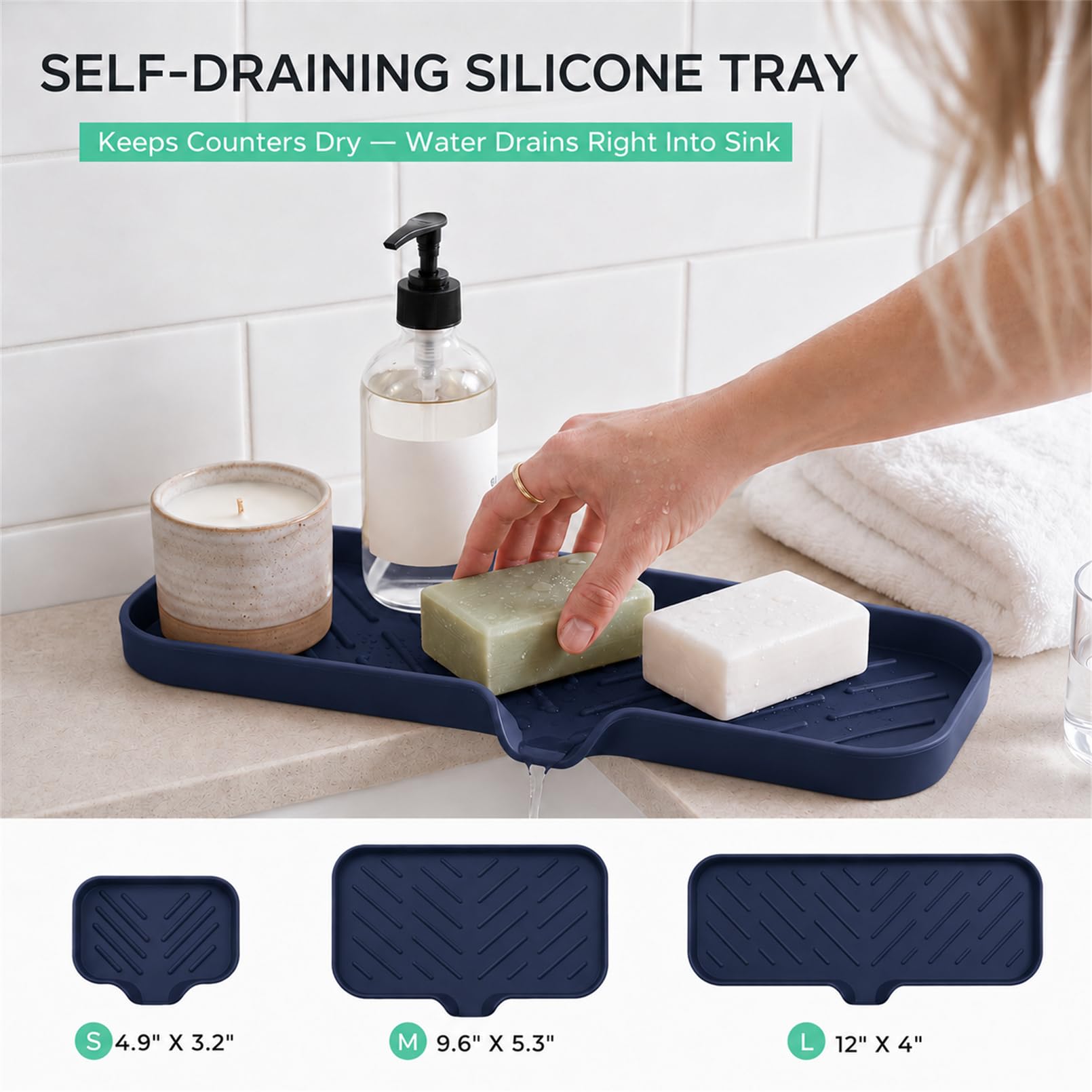 Silicone Soap Dish with Drain Spout