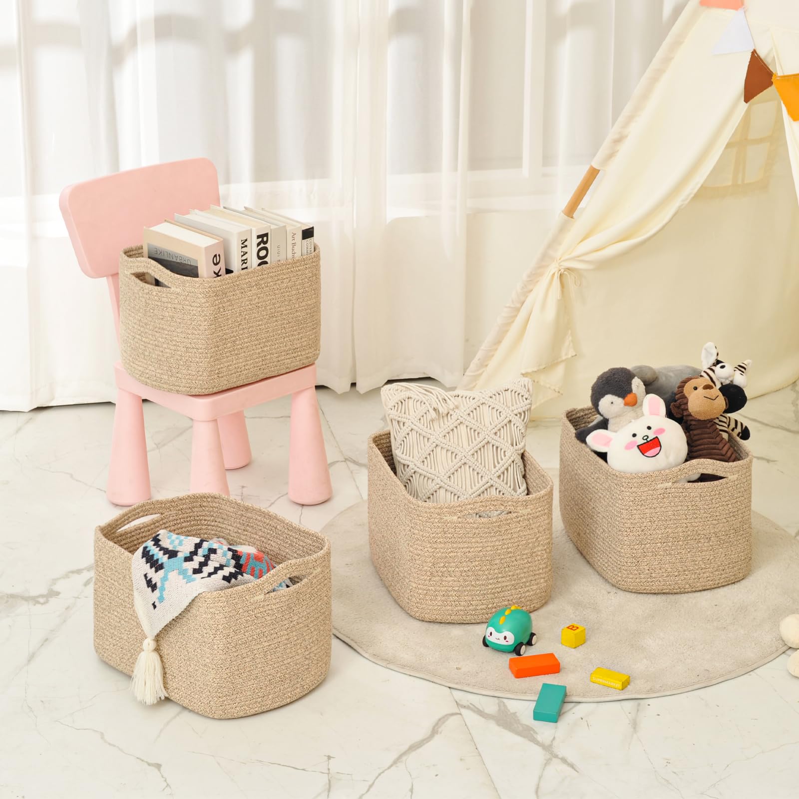 Storage Baskets for Organizing & Shelves (4 Count)