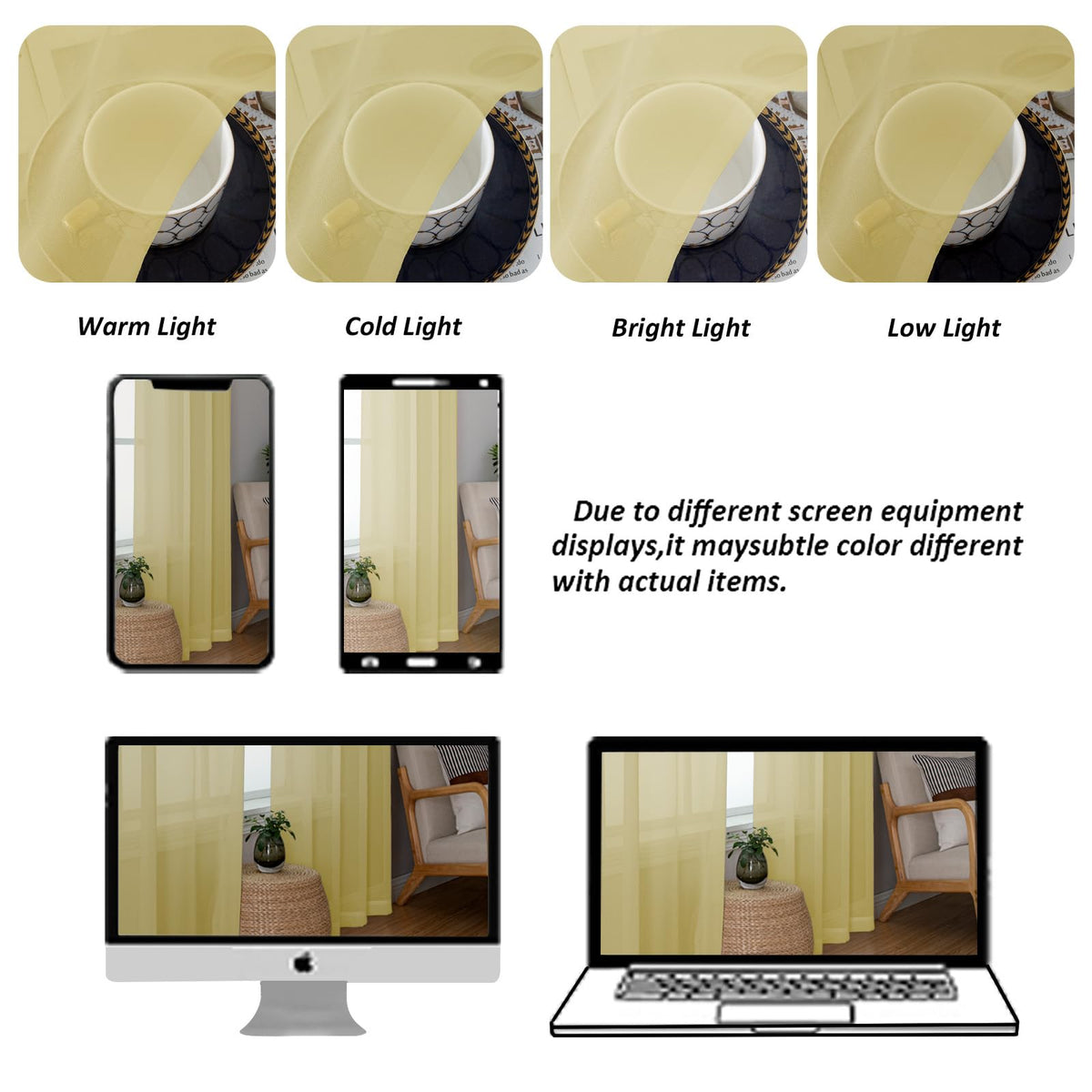 Mustard Yellow Sheer Valances for Windows (2 Count)