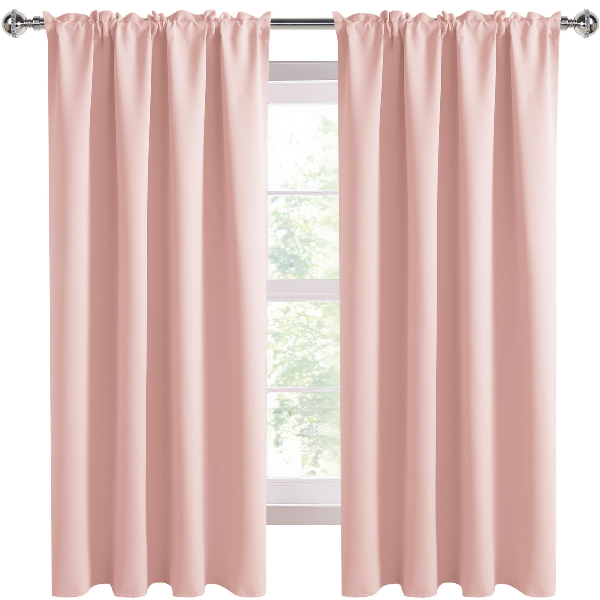 Blackout Curtains for Bedroom 42 x 63 Inch Long Blush Pink 2 Panels (2 Count)