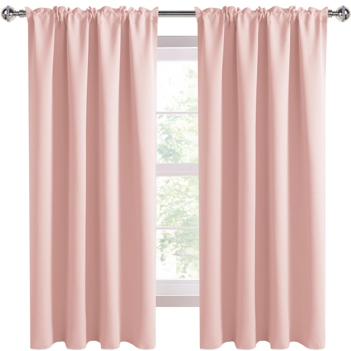 Blackout Curtains for Bedroom 52 x 63 Inch Long Blush Pink 2 Panels