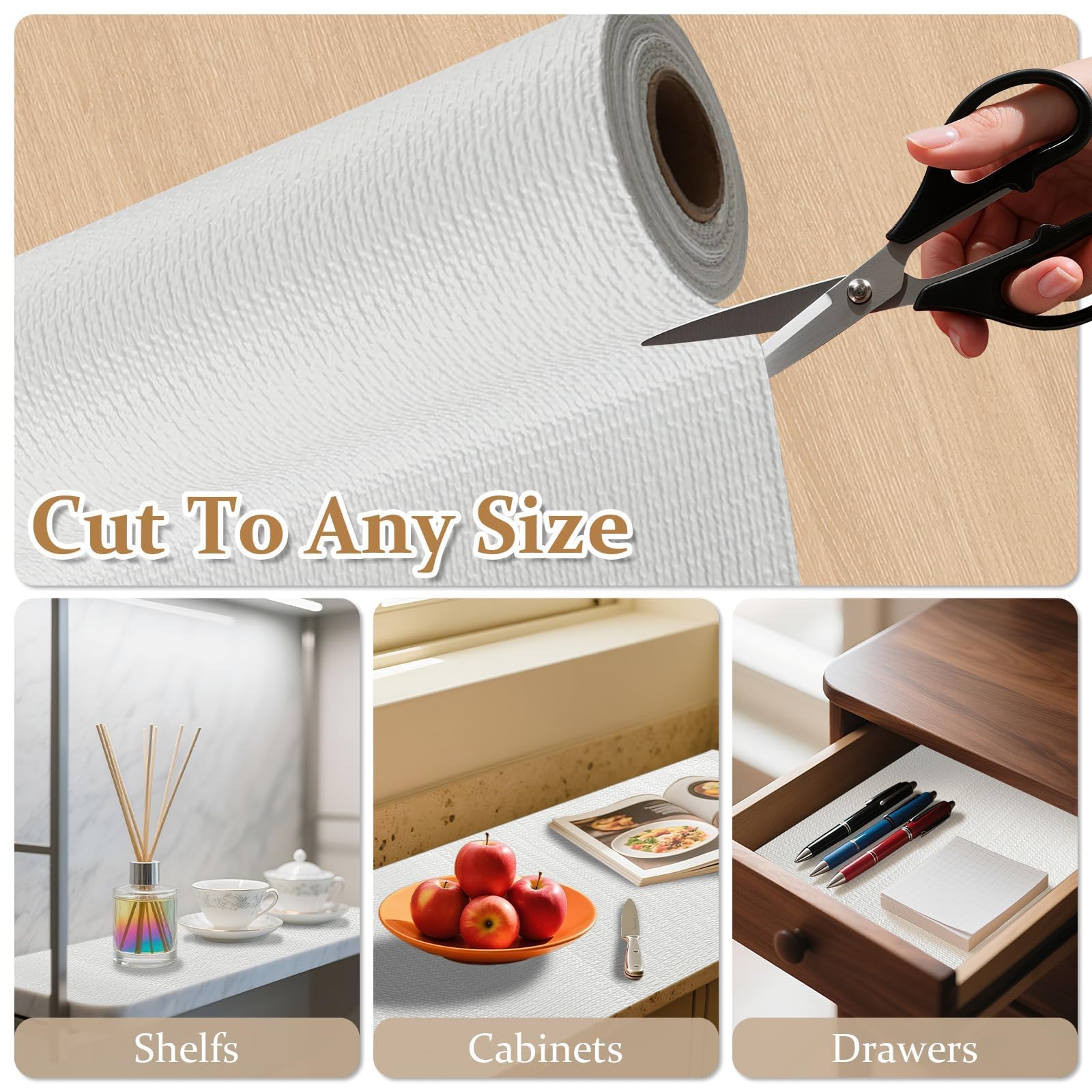 Drawer and Shelf Liner for Kitchen Cabinet Non Adhesive Non Slip 12in x 10FT (120 sq in.)