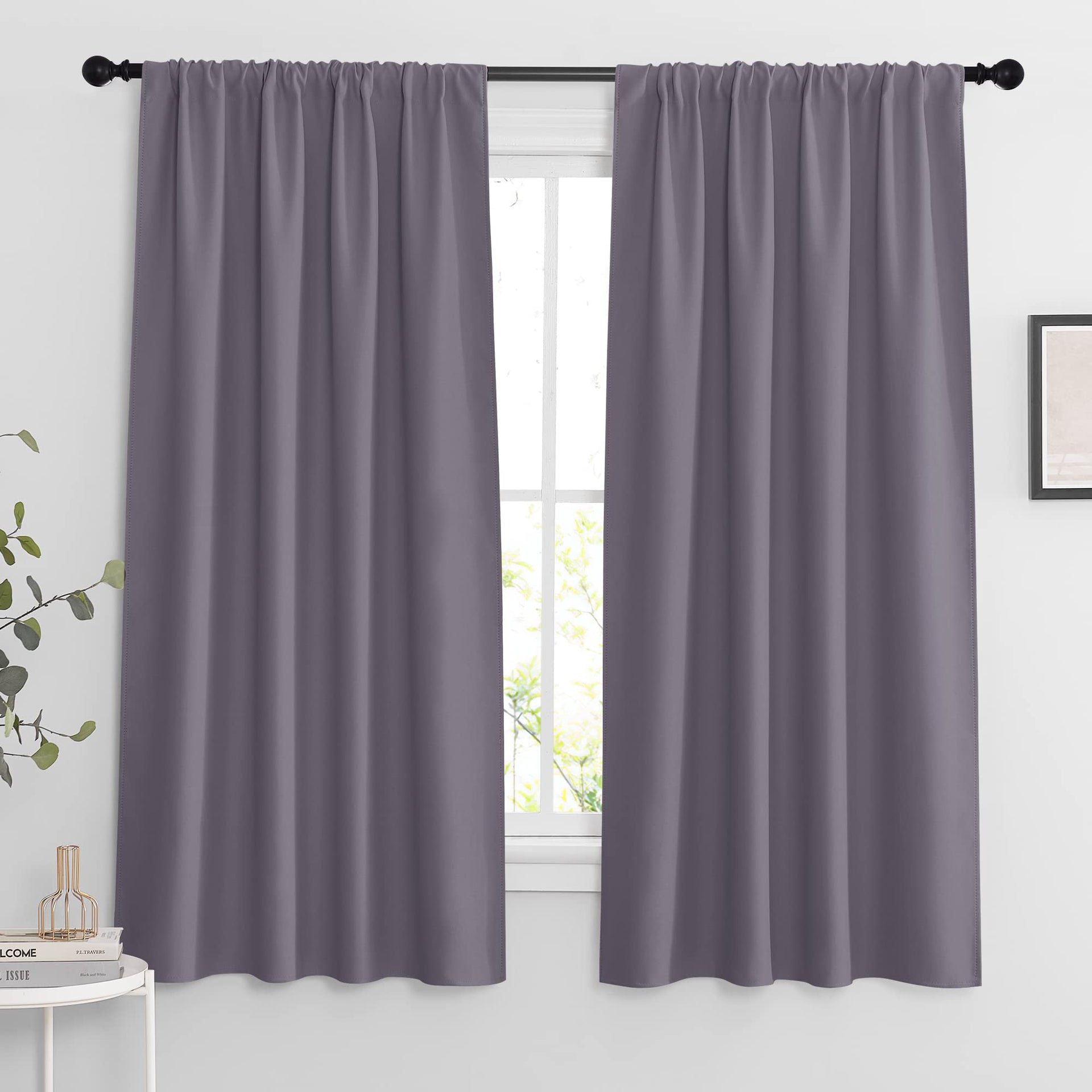 Blackout Curtains for Bedroom Living Room Nursery 63 inches Long (2 Count)