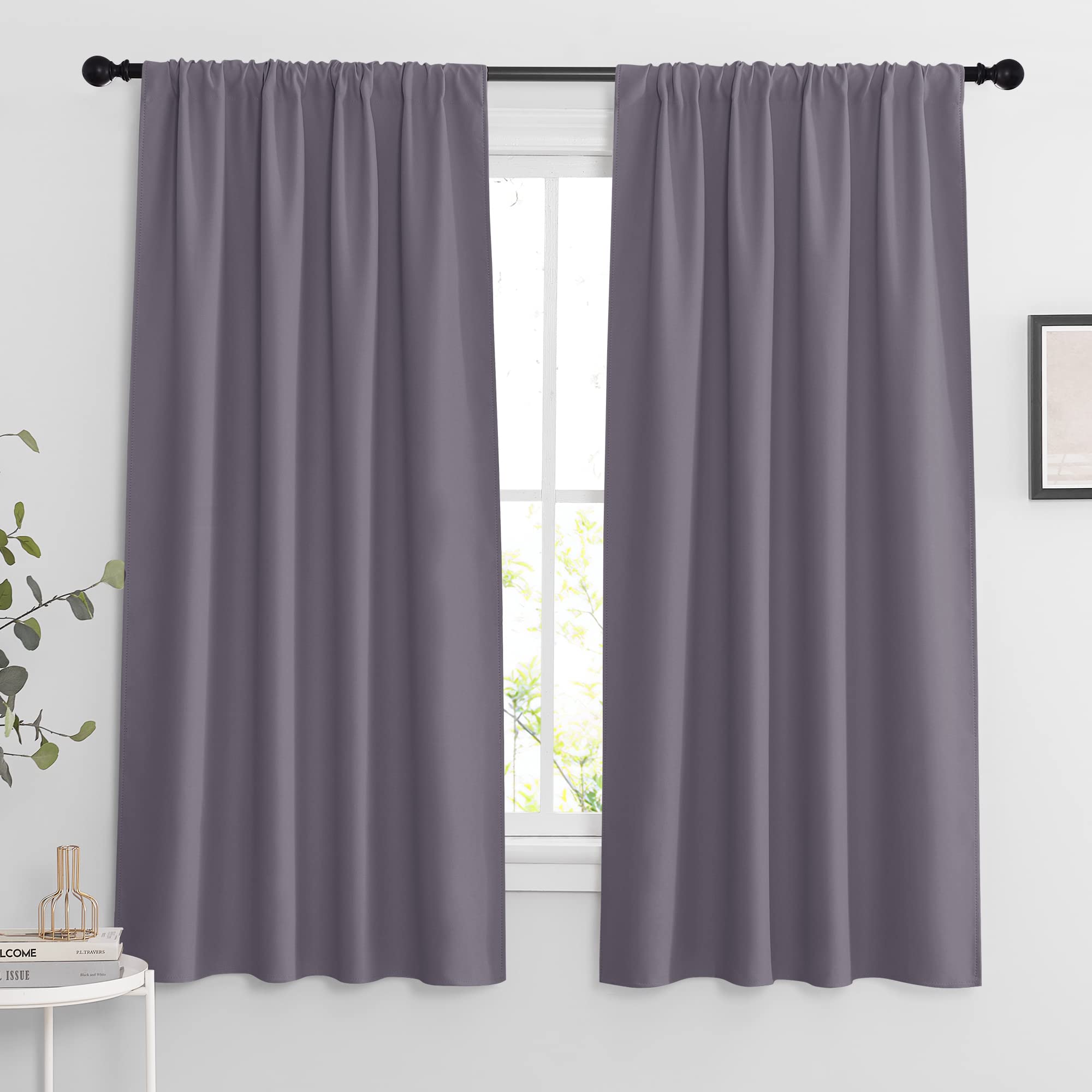 Blackout Curtains for Bedroom Living Room Nursery 63 inches Long (2 Count)