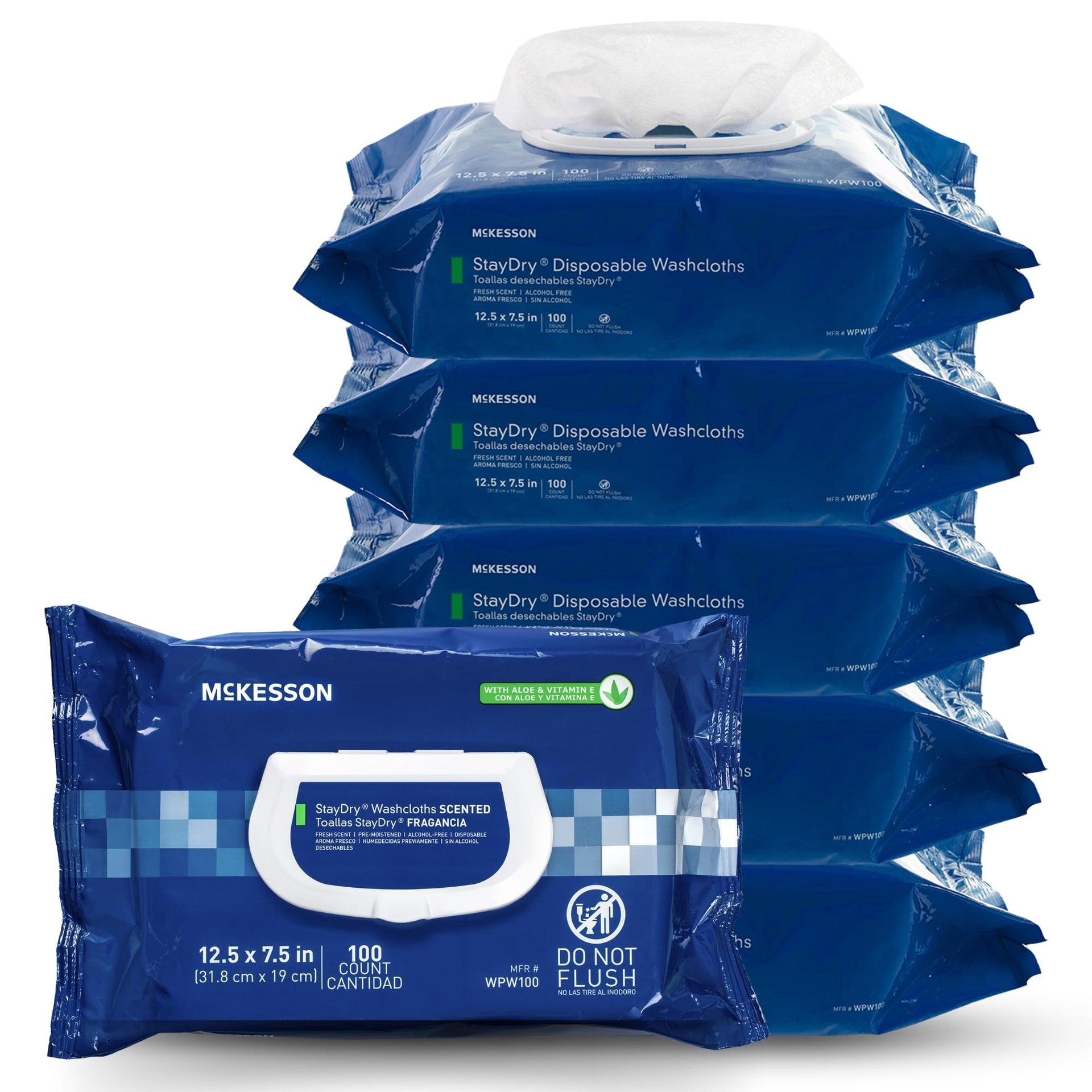 Staydry Disposable Washcloths with Aloe (600 Count)