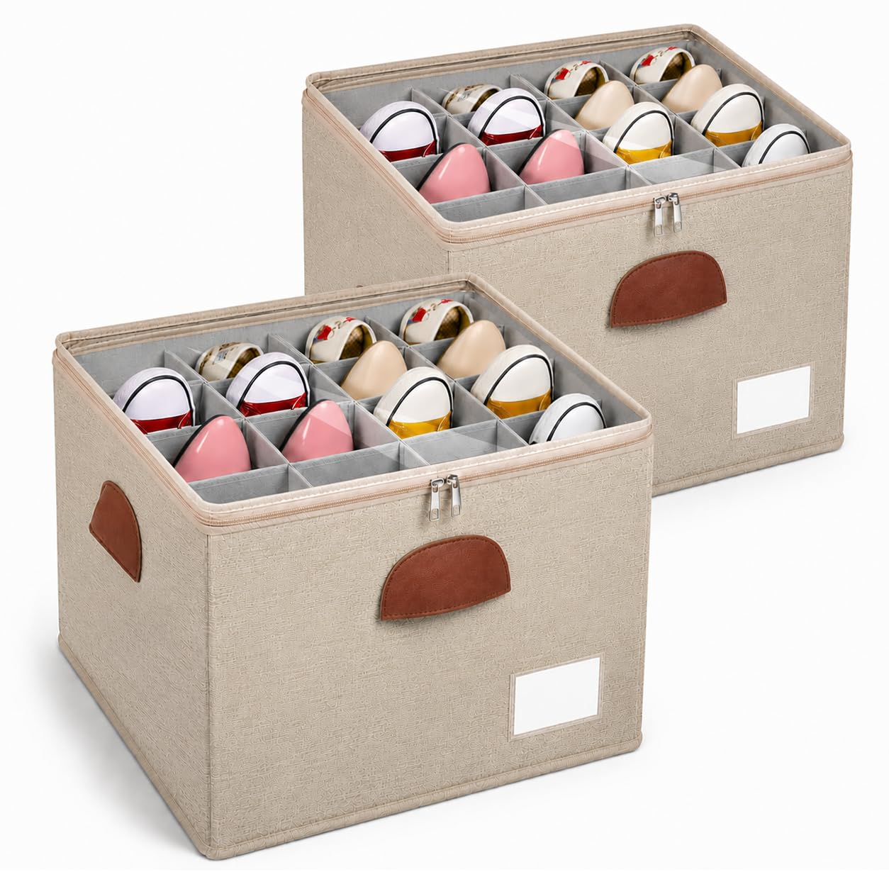 2 Pack Shoe Organizer for Closet with Adjustable Divider Shoe Storage Box (2 Count)